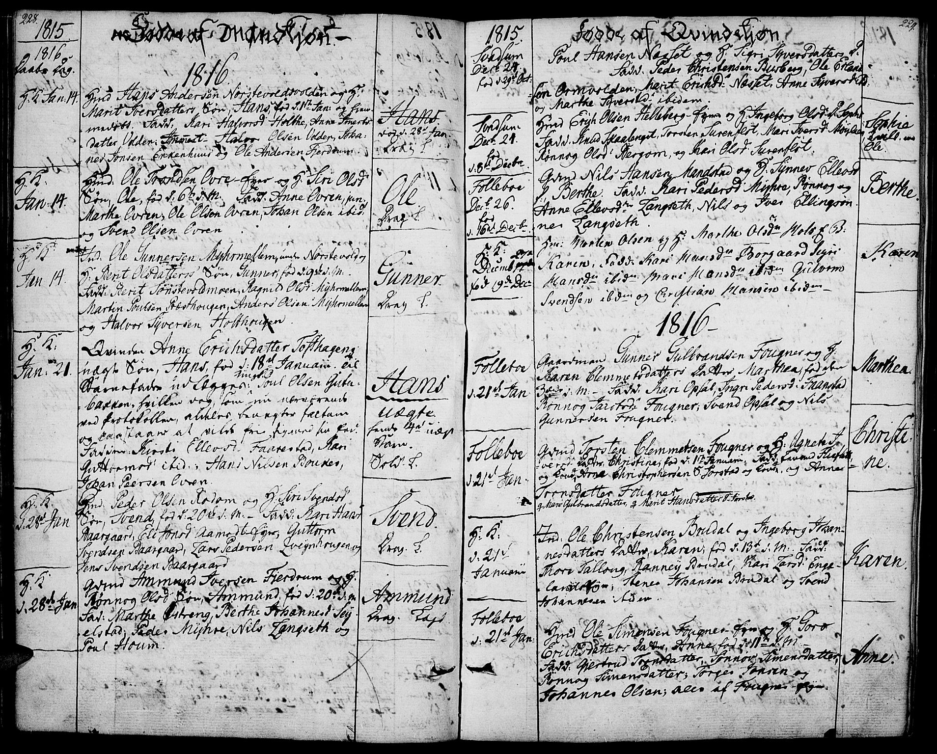 Gausdal prestekontor, SAH/PREST-090/H/Ha/Haa/L0004: Parish register (official) no. 4, 1809-1817, p. 228-229