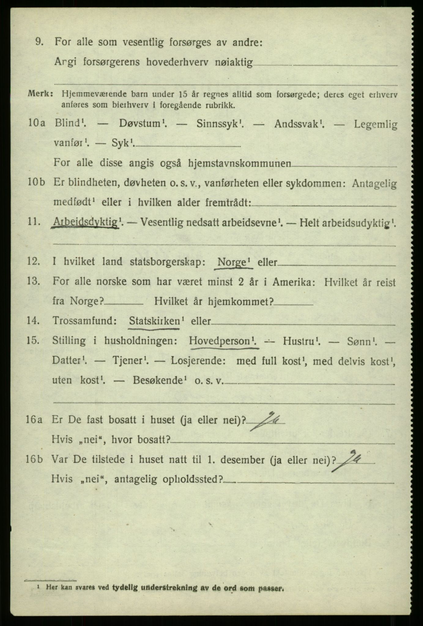 SAB, 1920 census for Haus, 1920, p. 7390