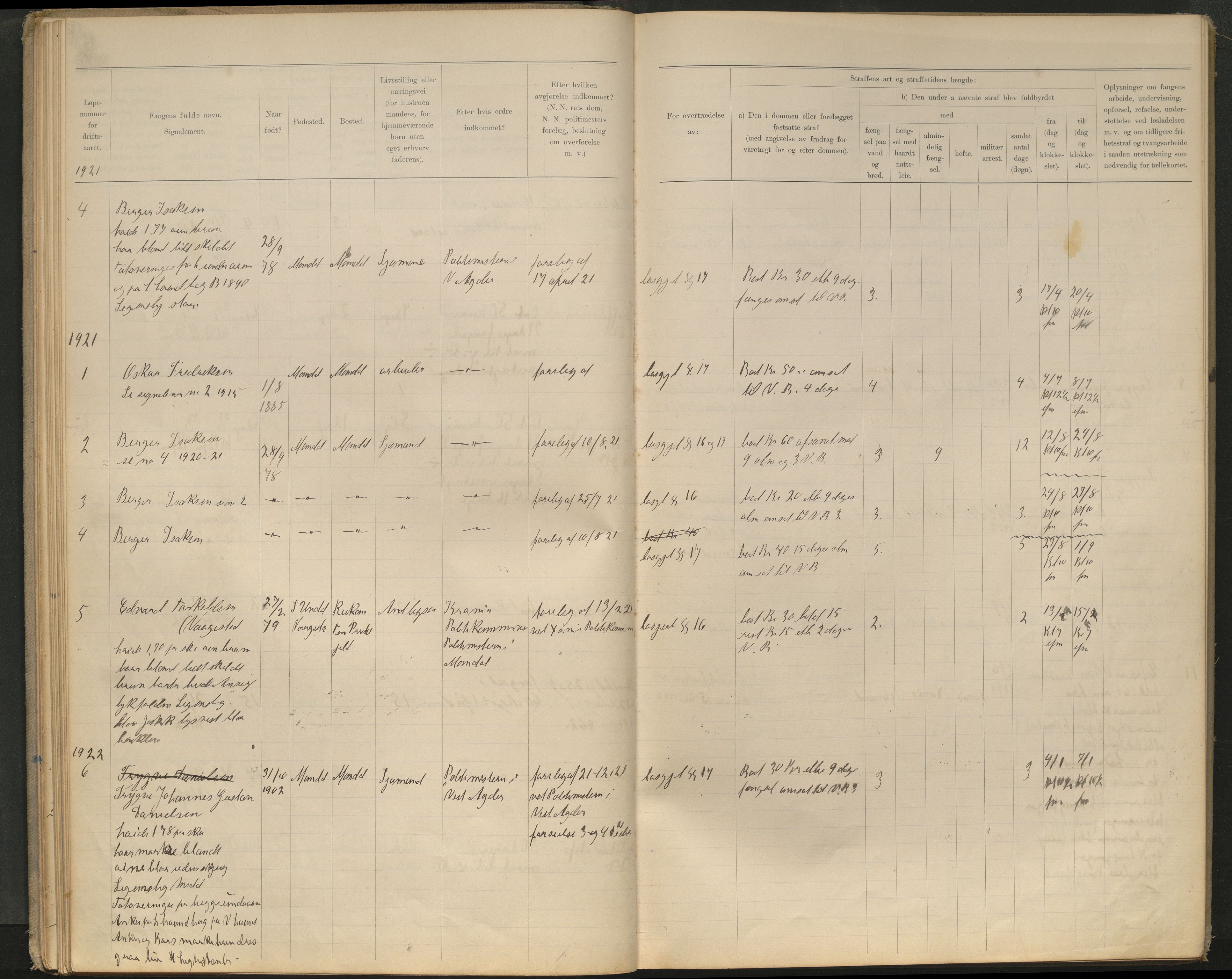 Kriminalomsorgen Åna fengsel, AV/SAST-A-101535/O/Oo/L1251: Domsprotokoll, 1912-1951, p. 27