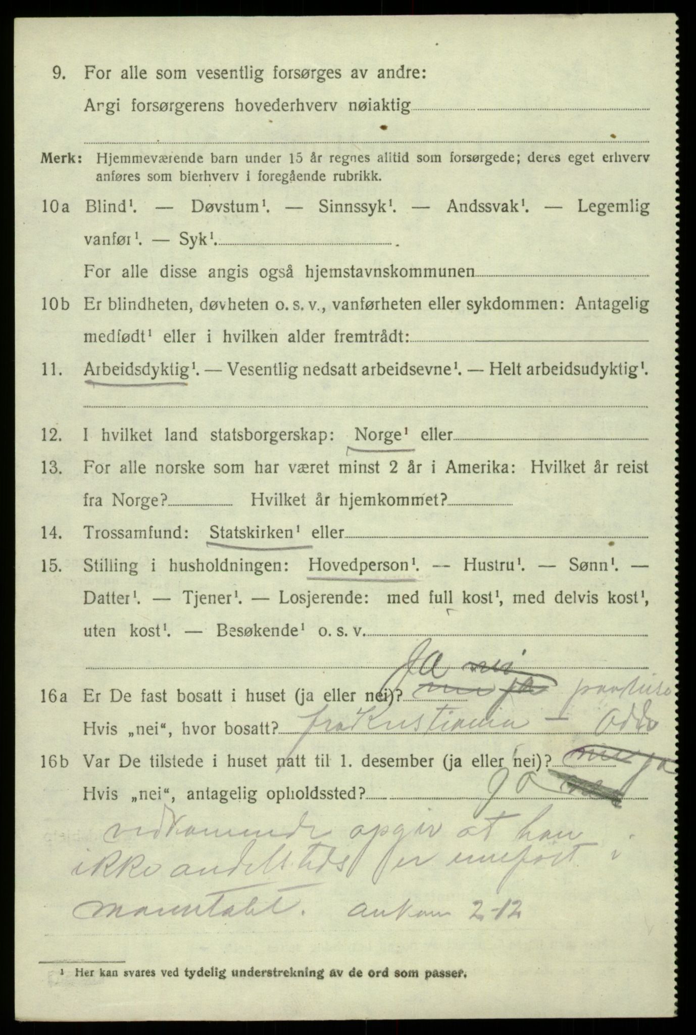 SAB, 1920 census for Odda, 1920, p. 3384