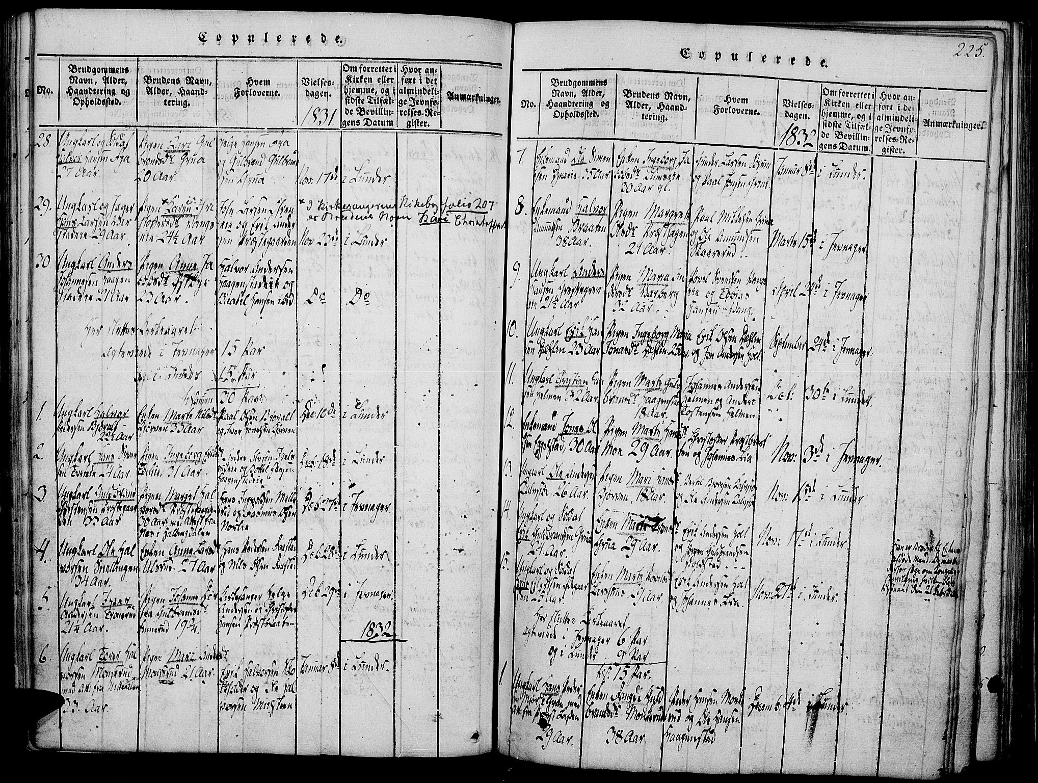 Jevnaker prestekontor, SAH/PREST-116/H/Ha/Haa/L0005: Parish register (official) no. 5, 1815-1837, p. 225