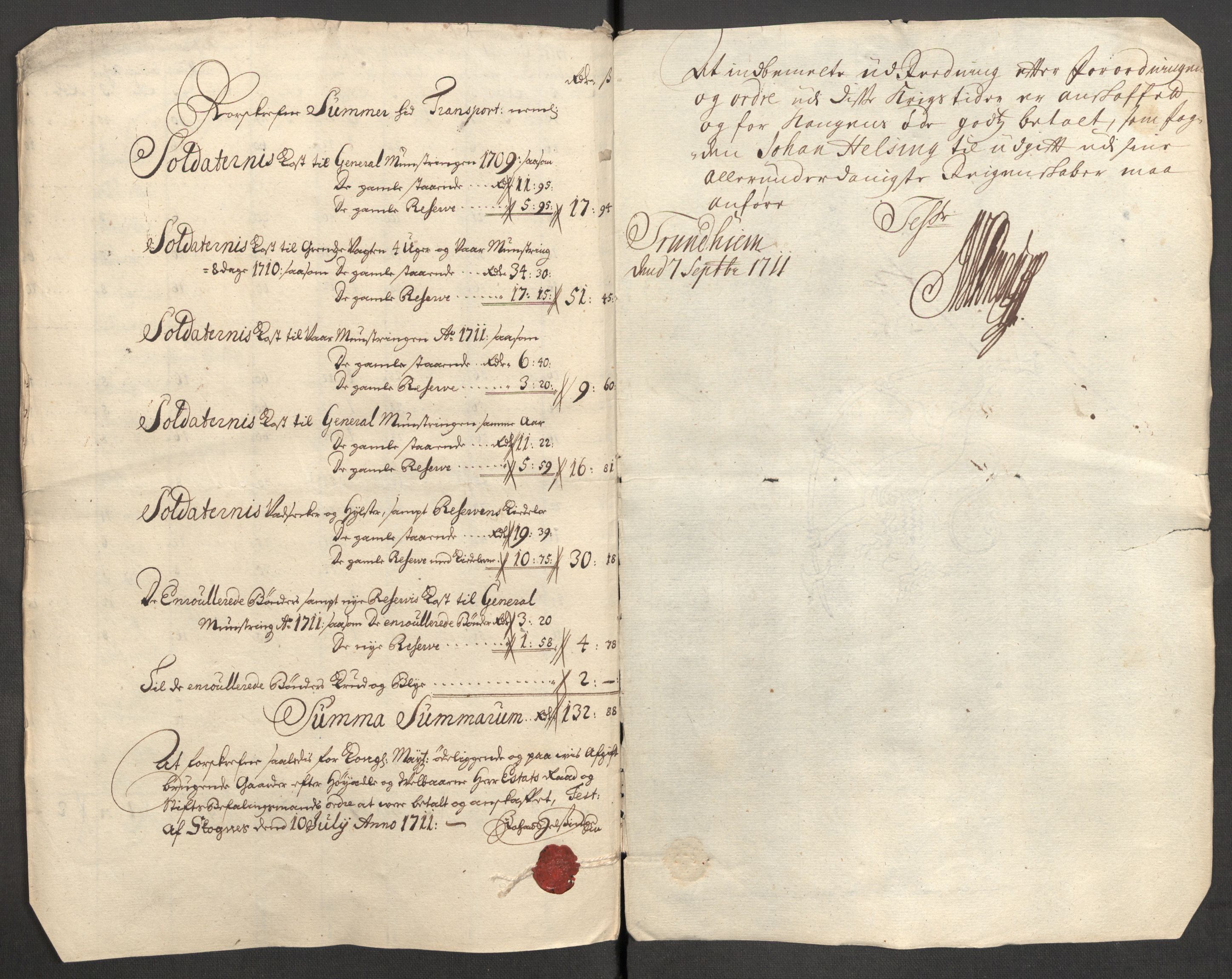 Rentekammeret inntil 1814, Reviderte regnskaper, Fogderegnskap, AV/RA-EA-4092/R63/L4319: Fogderegnskap Inderøy, 1711, p. 464