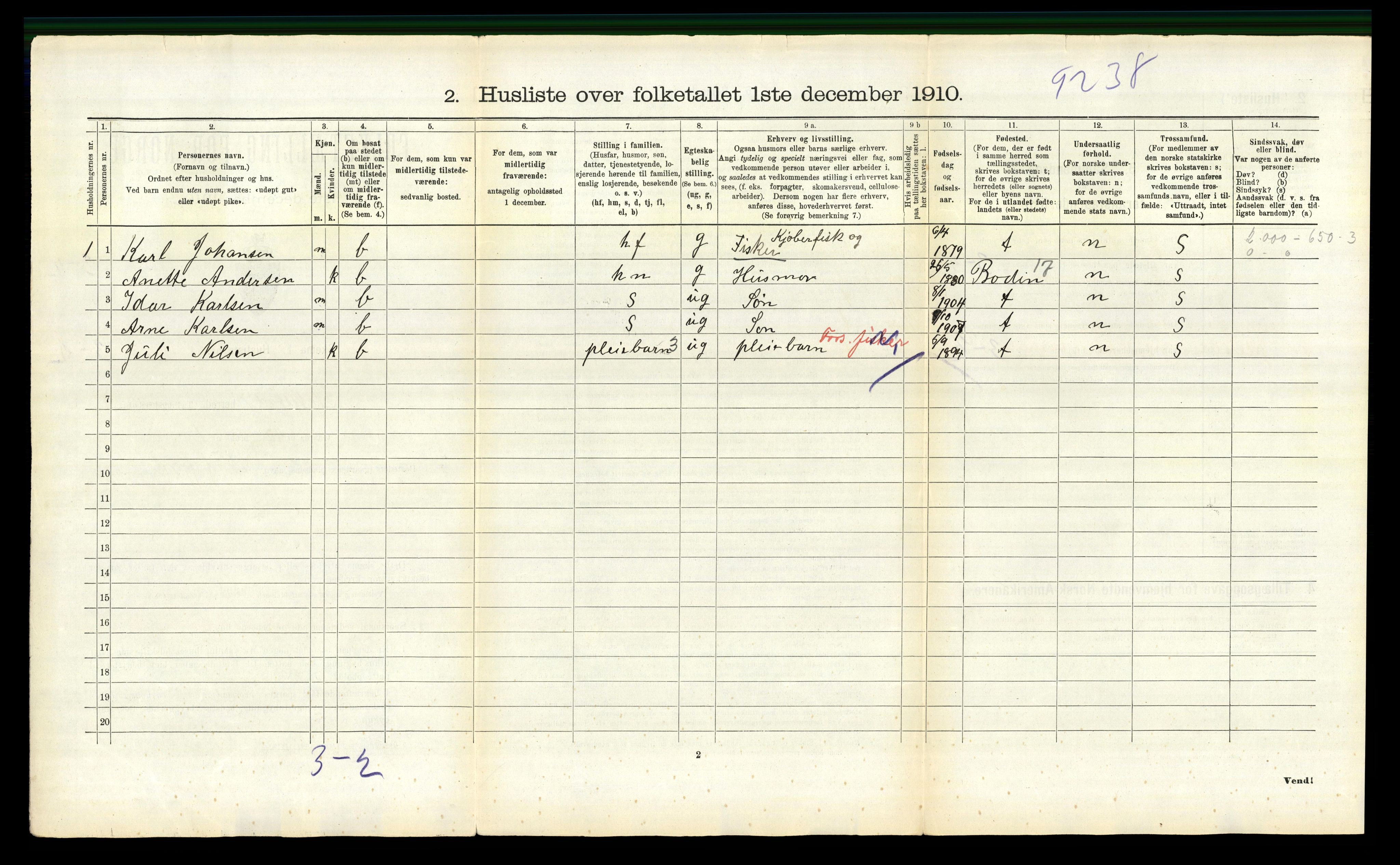 RA, 1910 census for Flakstad, 1910, p. 989