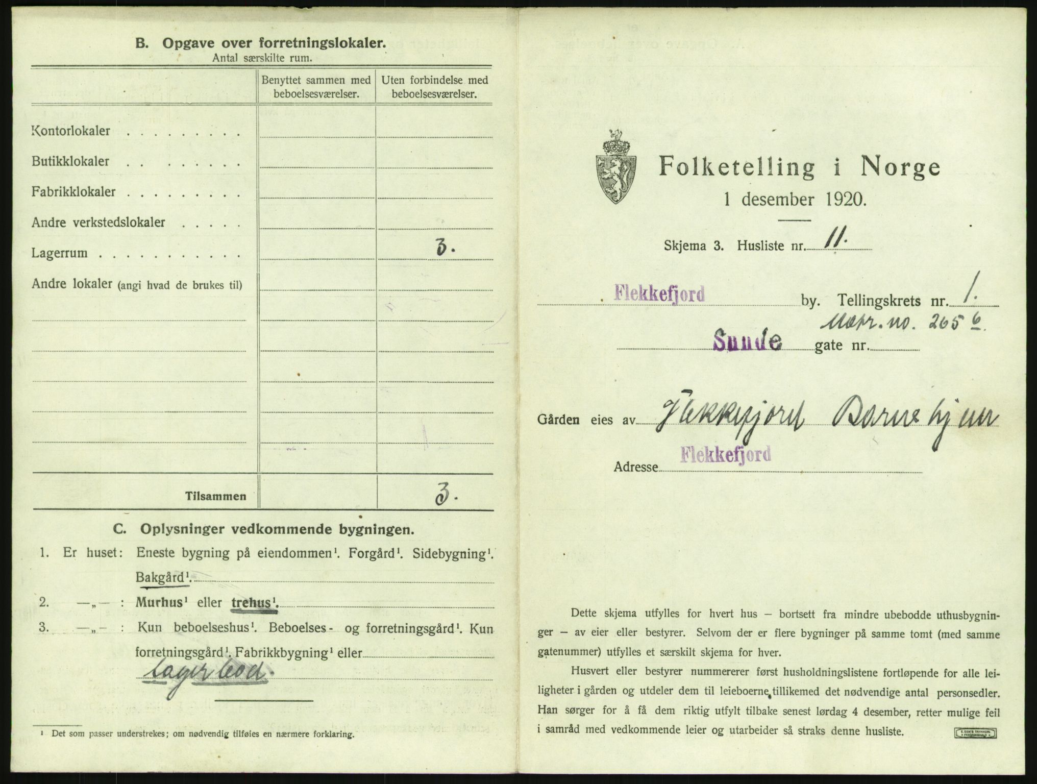 SAK, 1920 census for Flekkefjord, 1920, p. 52