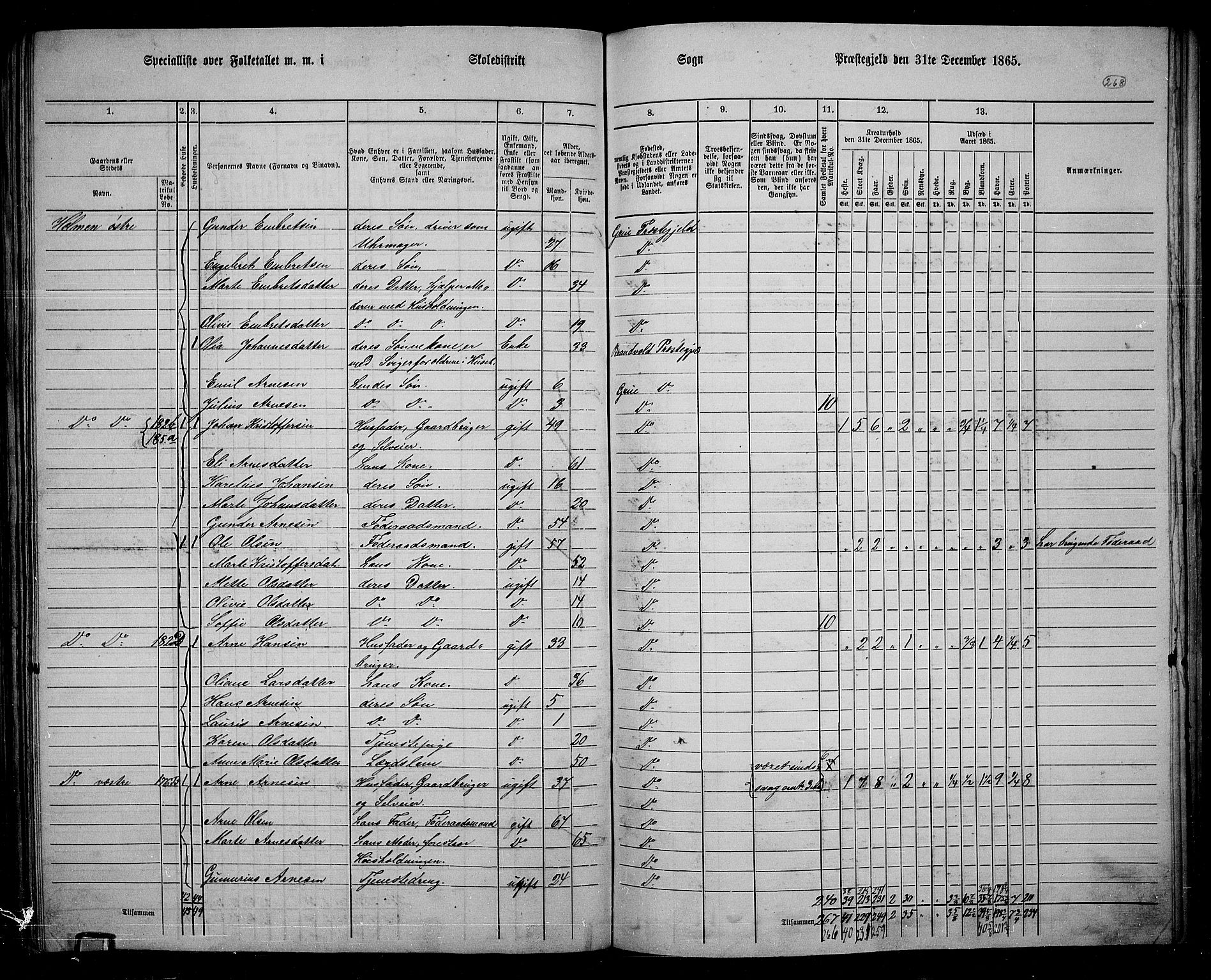 RA, 1865 census for Grue, 1865, p. 237