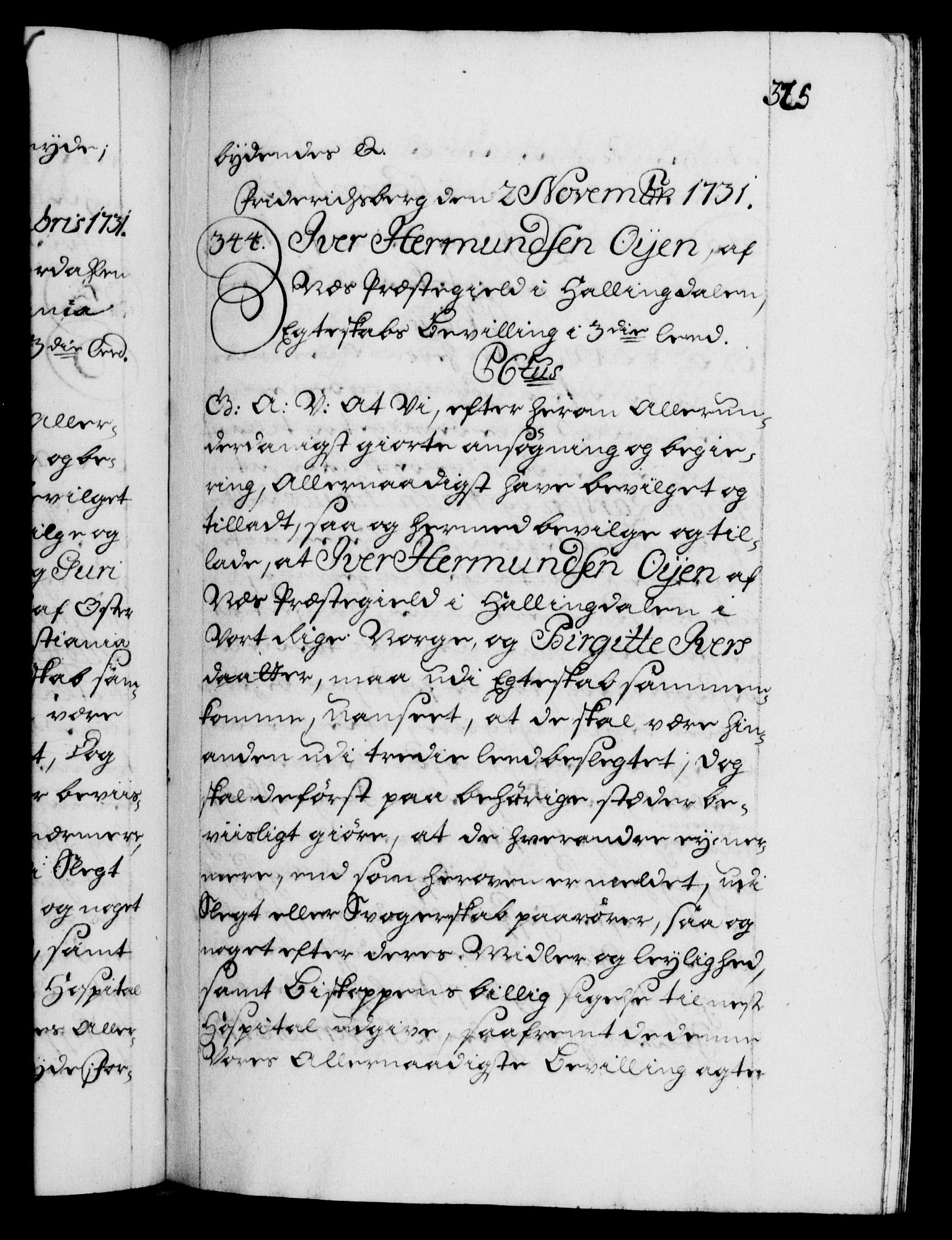 Danske Kanselli 1572-1799, AV/RA-EA-3023/F/Fc/Fca/Fcaa/L0027: Norske registre, 1730-1732, p. 325a