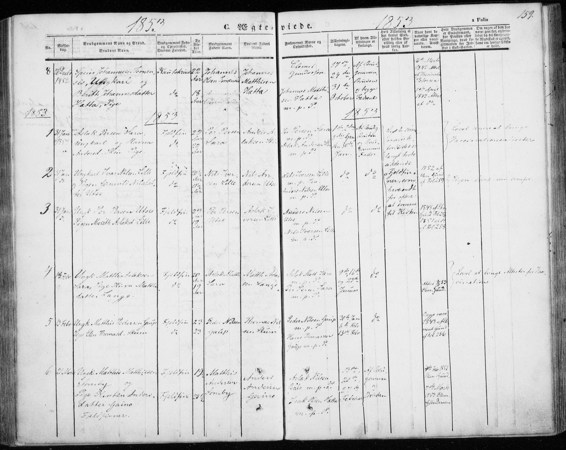 Kautokeino sokneprestembete, SATØ/S-1340/H/Ha/L0002.kirke: Parish register (official) no. 2, 1843-1861, p. 159