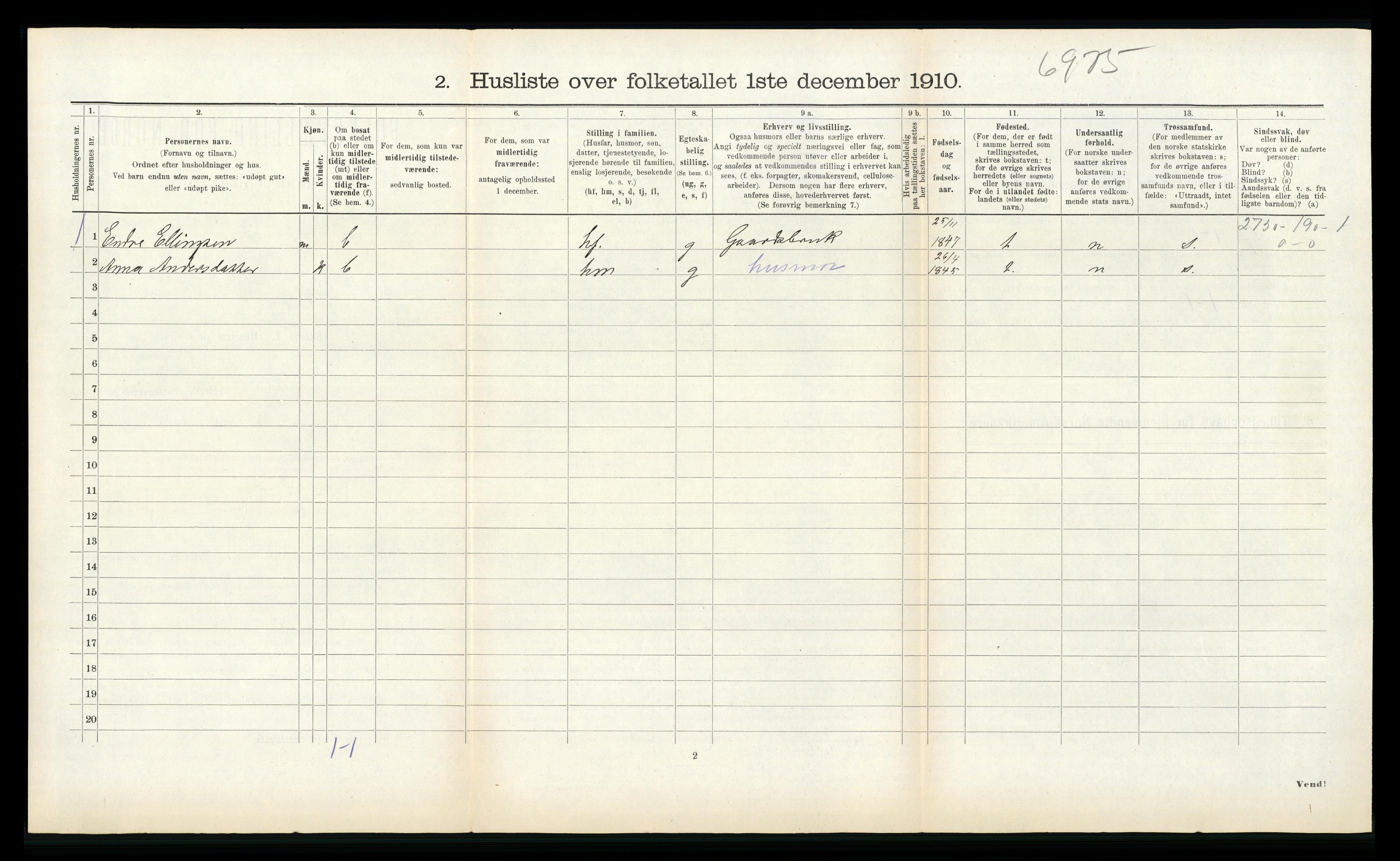 RA, 1910 census for Vik, 1910, p. 336