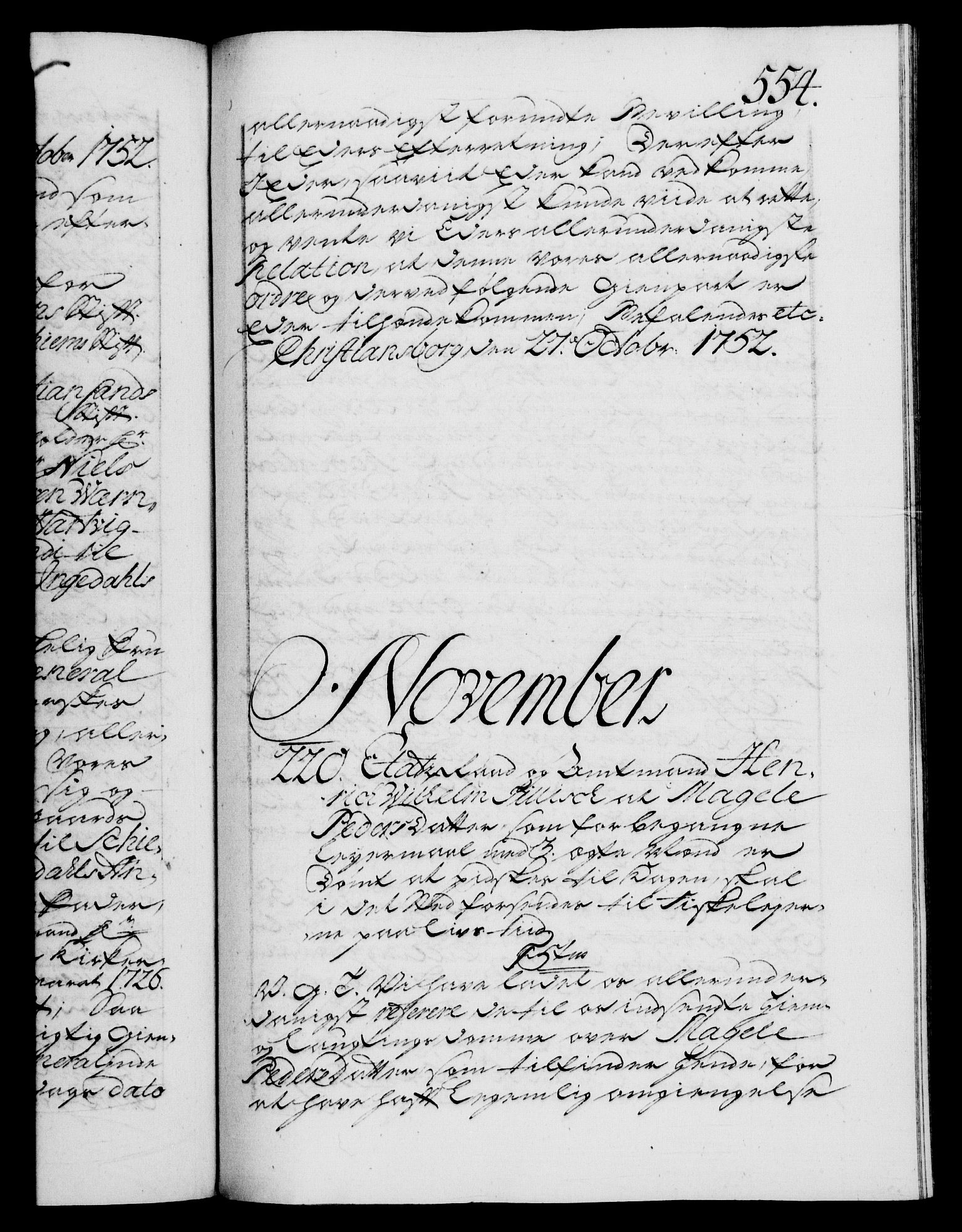 Danske Kanselli 1572-1799, AV/RA-EA-3023/F/Fc/Fca/Fcab/L0033: Norske tegnelser, 1751-1752, p. 554a