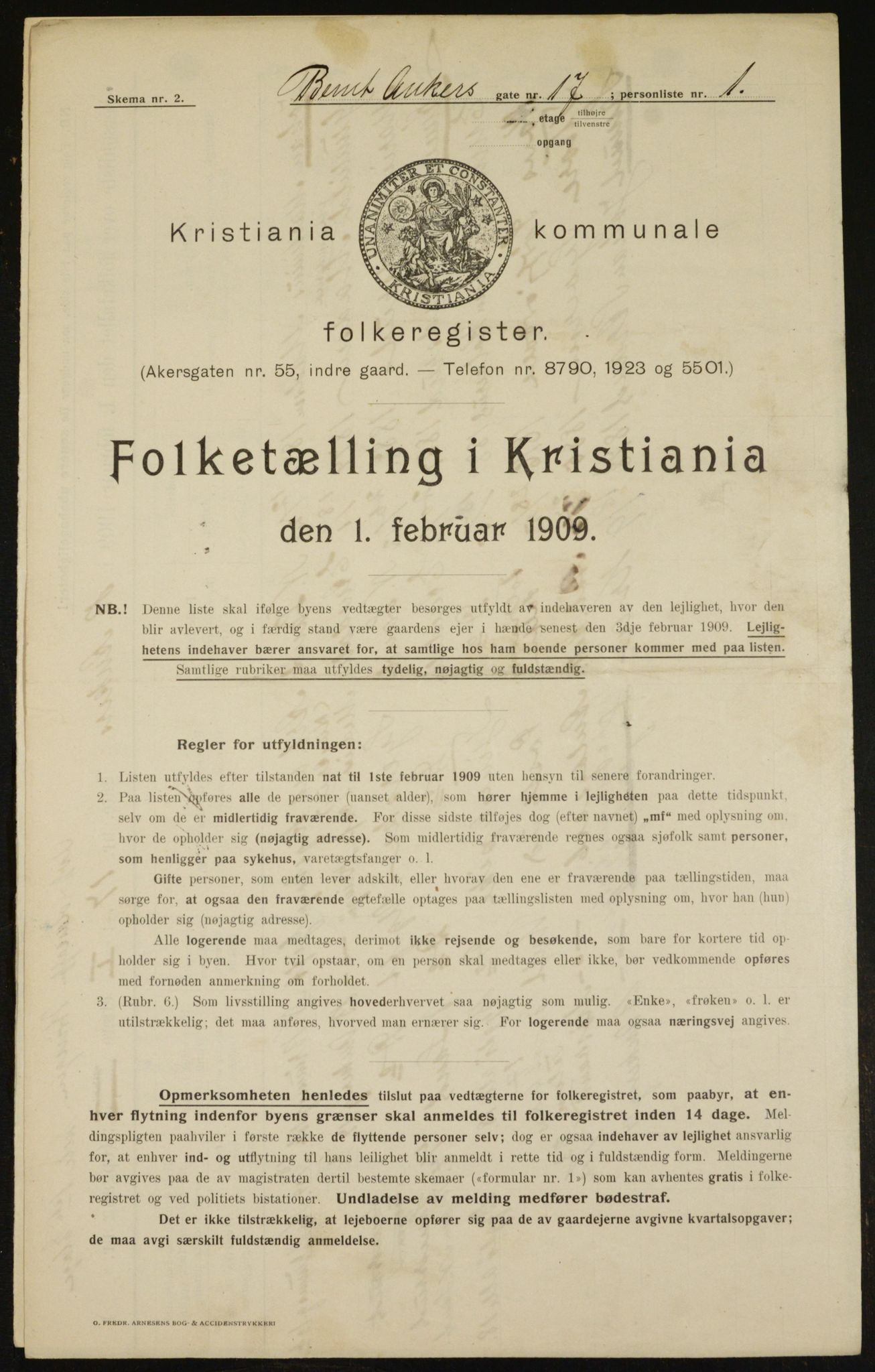 OBA, Municipal Census 1909 for Kristiania, 1909, p. 4368
