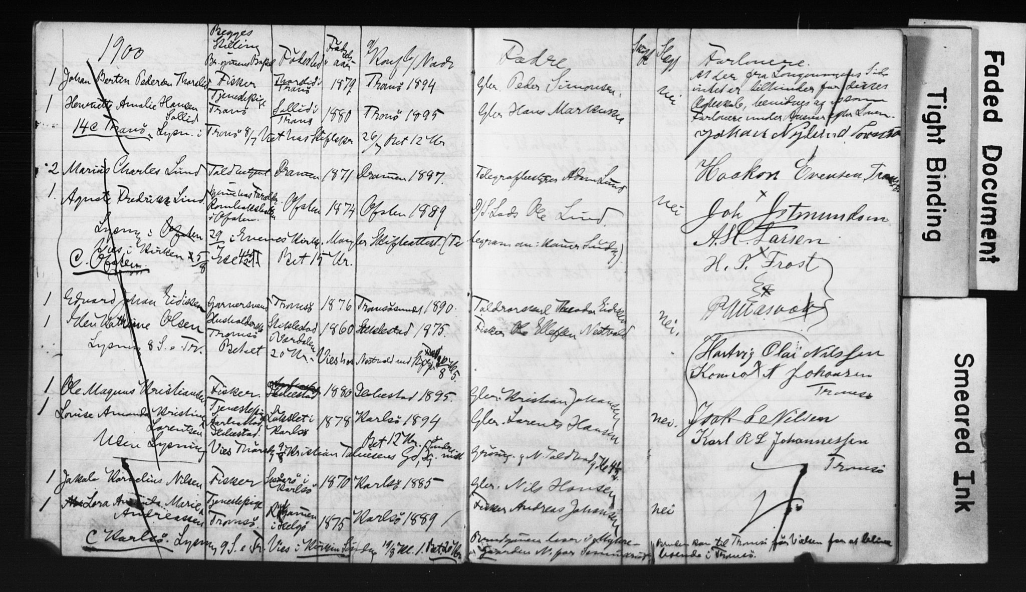 Tromsø sokneprestkontor/stiftsprosti/domprosti, AV/SATØ-S-1343/H/Hc/L0099/0003: Banns register no. 99.3, 1899-1901