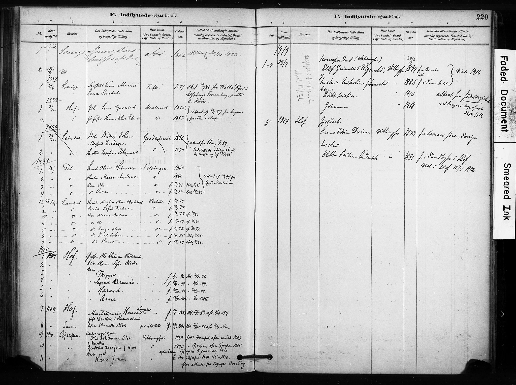 Sandsvær kirkebøker, SAKO/A-244/F/Fc/L0001: Parish register (official) no. III 1, 1878-1923, p. 220