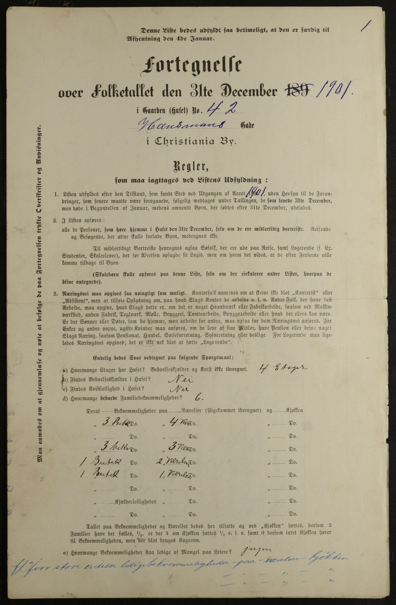 OBA, Municipal Census 1901 for Kristiania, 1901, p. 5689