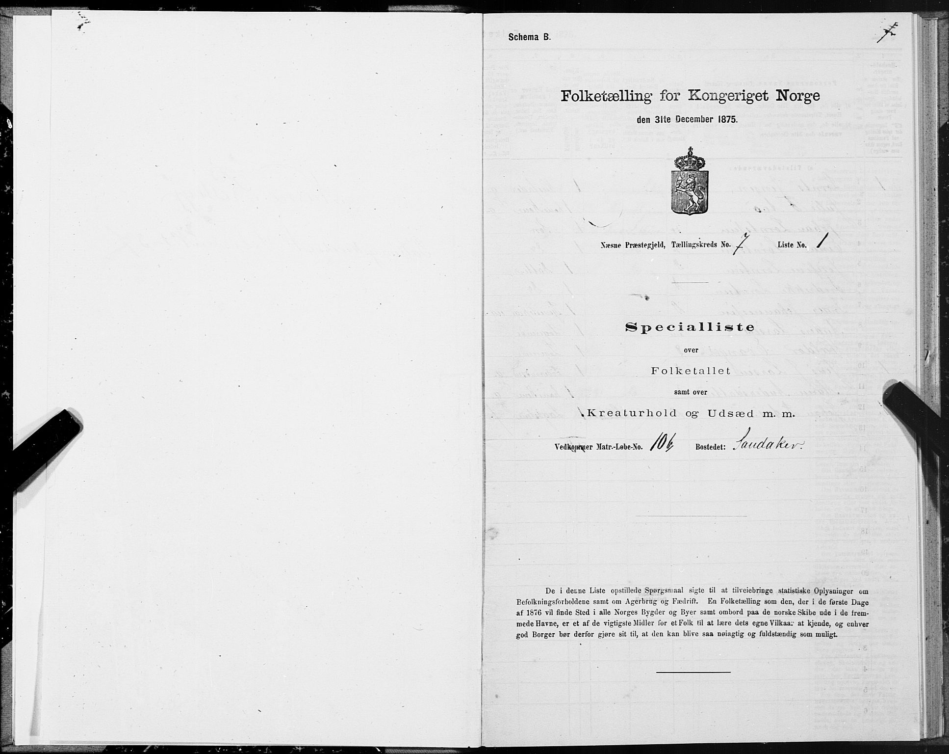 SAT, 1875 census for 1828P Nesna, 1875, p. 6001