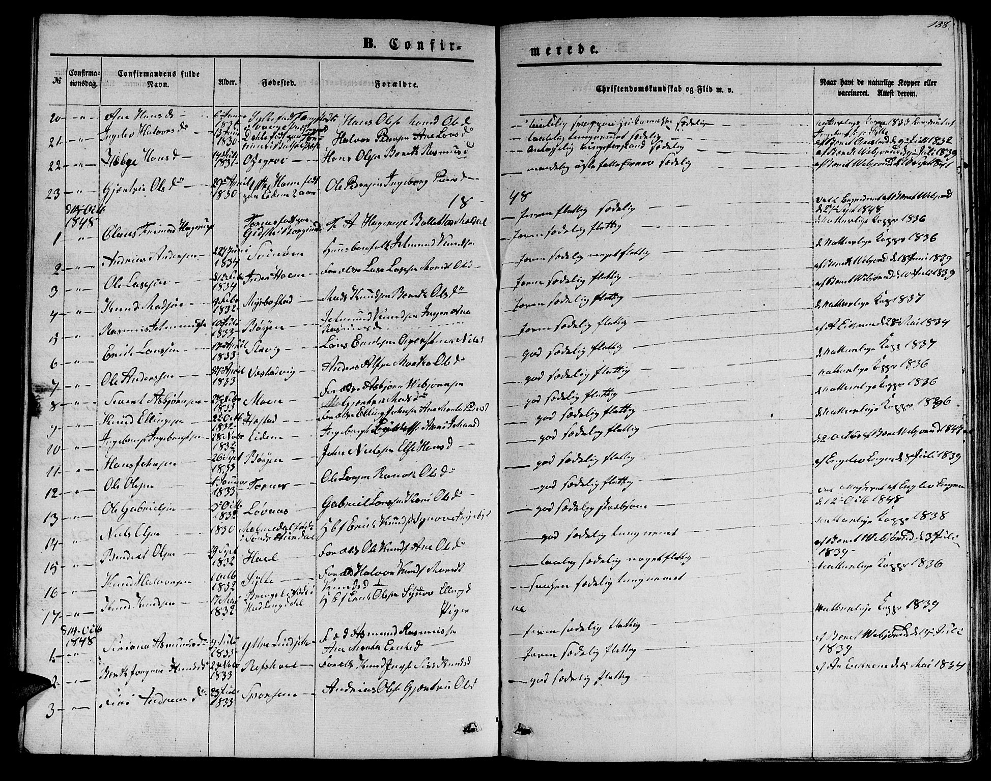 Ministerialprotokoller, klokkerbøker og fødselsregistre - Møre og Romsdal, SAT/A-1454/565/L0753: Parish register (copy) no. 565C02, 1845-1870, p. 138