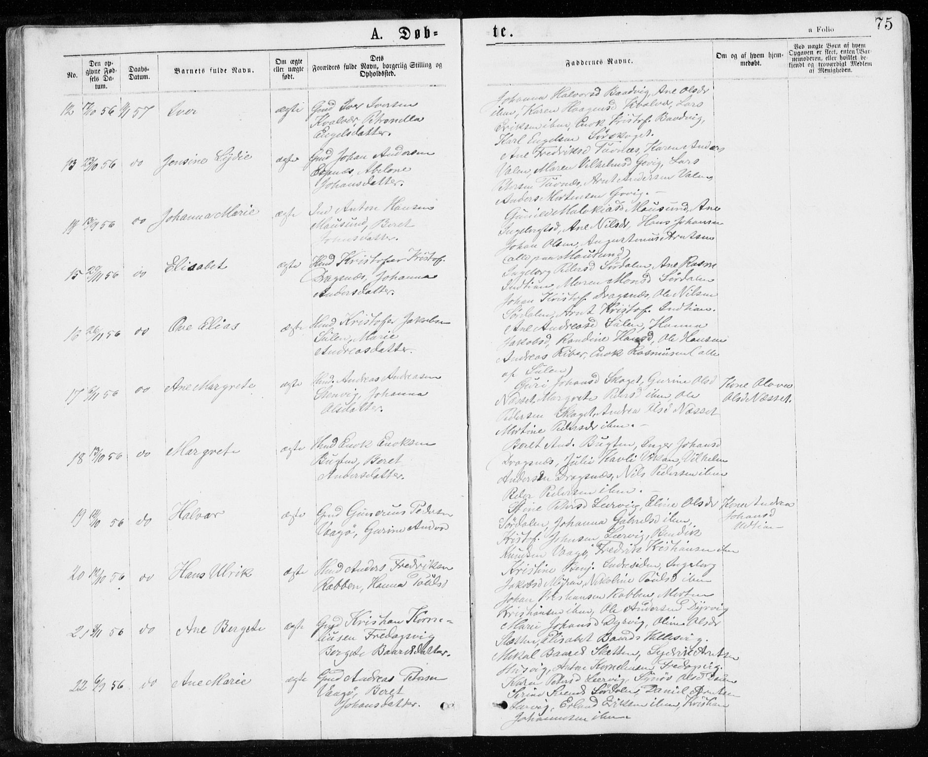 Ministerialprotokoller, klokkerbøker og fødselsregistre - Sør-Trøndelag, SAT/A-1456/640/L0576: Parish register (official) no. 640A01, 1846-1876, p. 75