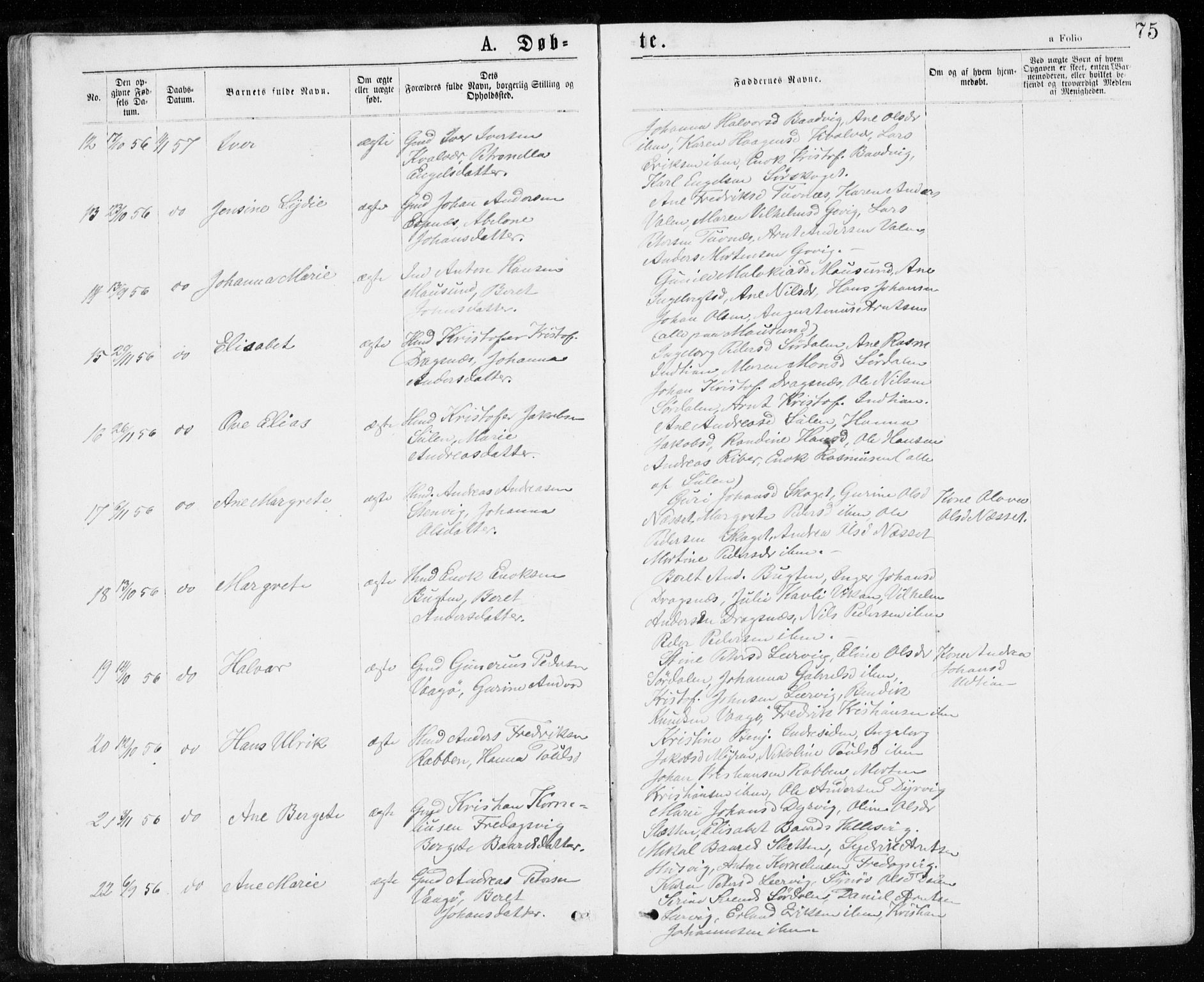 Ministerialprotokoller, klokkerbøker og fødselsregistre - Sør-Trøndelag, AV/SAT-A-1456/640/L0576: Parish register (official) no. 640A01, 1846-1876, p. 75