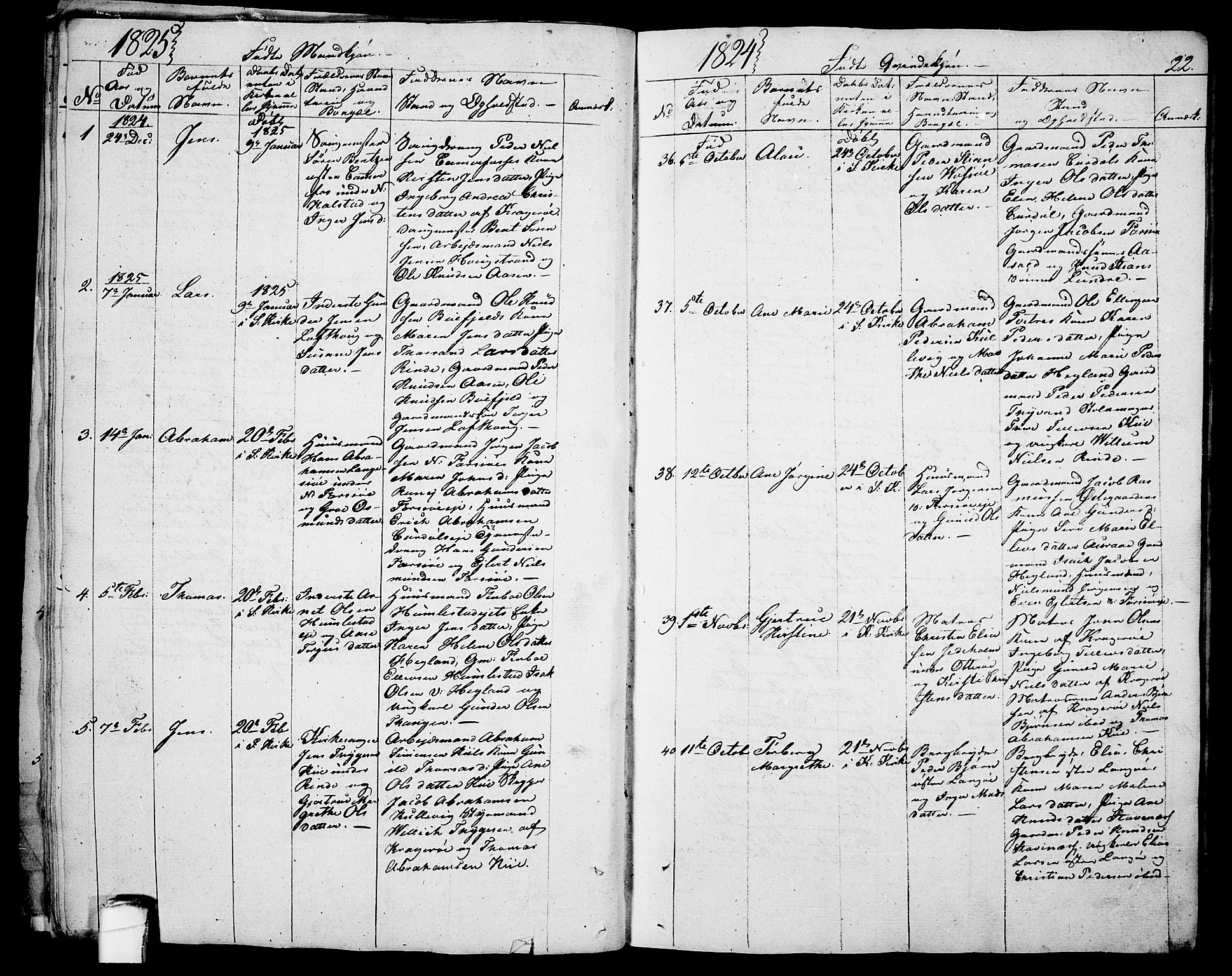 Sannidal kirkebøker, SAKO/A-296/F/Fa/L0005: Parish register (official) no. 5, 1823-1830, p. 22