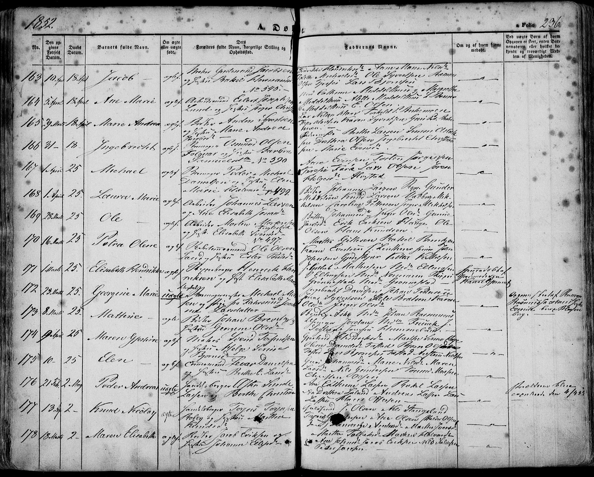 Domkirken sokneprestkontor, SAST/A-101812/001/30/30BA/L0016: Parish register (official) no. A 15, 1844-1854, p. 236