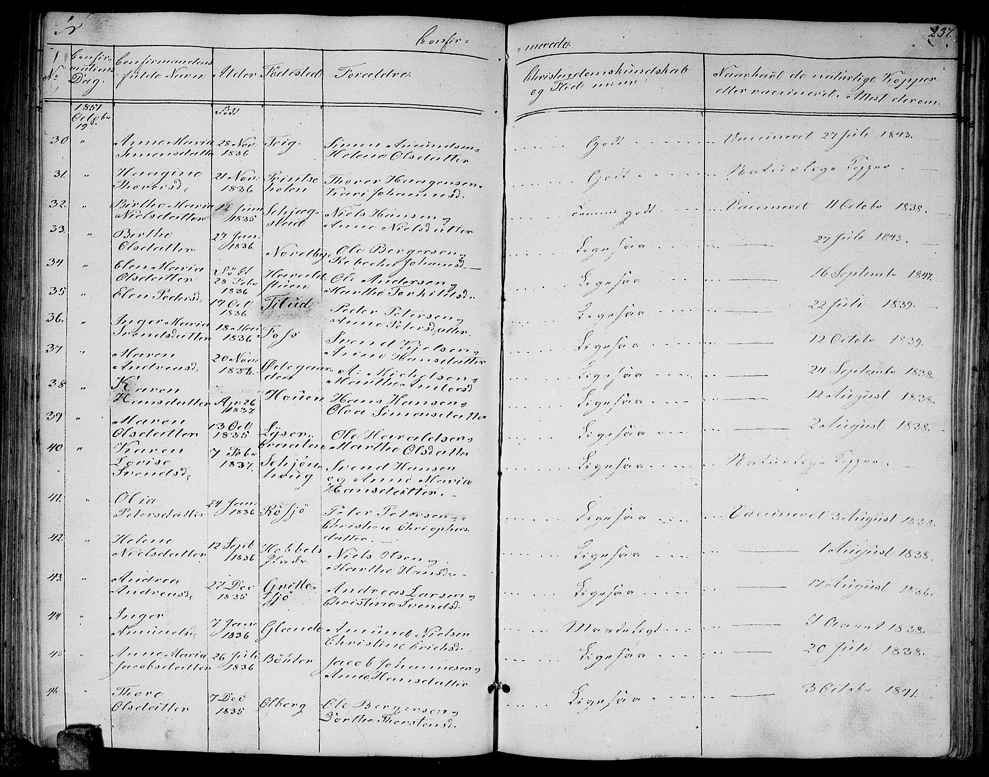 Enebakk prestekontor Kirkebøker, SAO/A-10171c/G/Ga/L0004: Parish register (copy) no. I 4, 1850-1866, p. 237