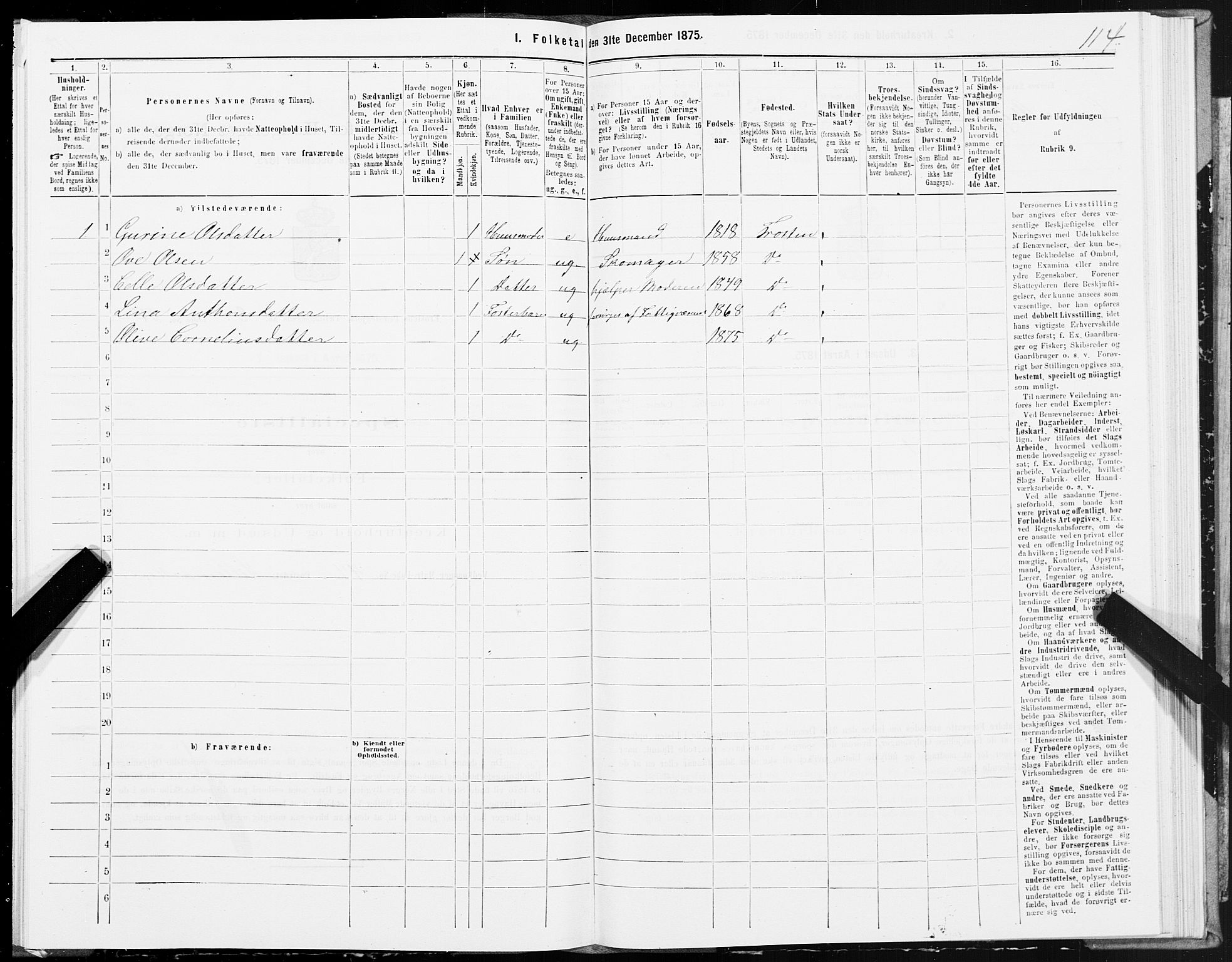 SAT, 1875 census for 1717P Frosta, 1875, p. 2114