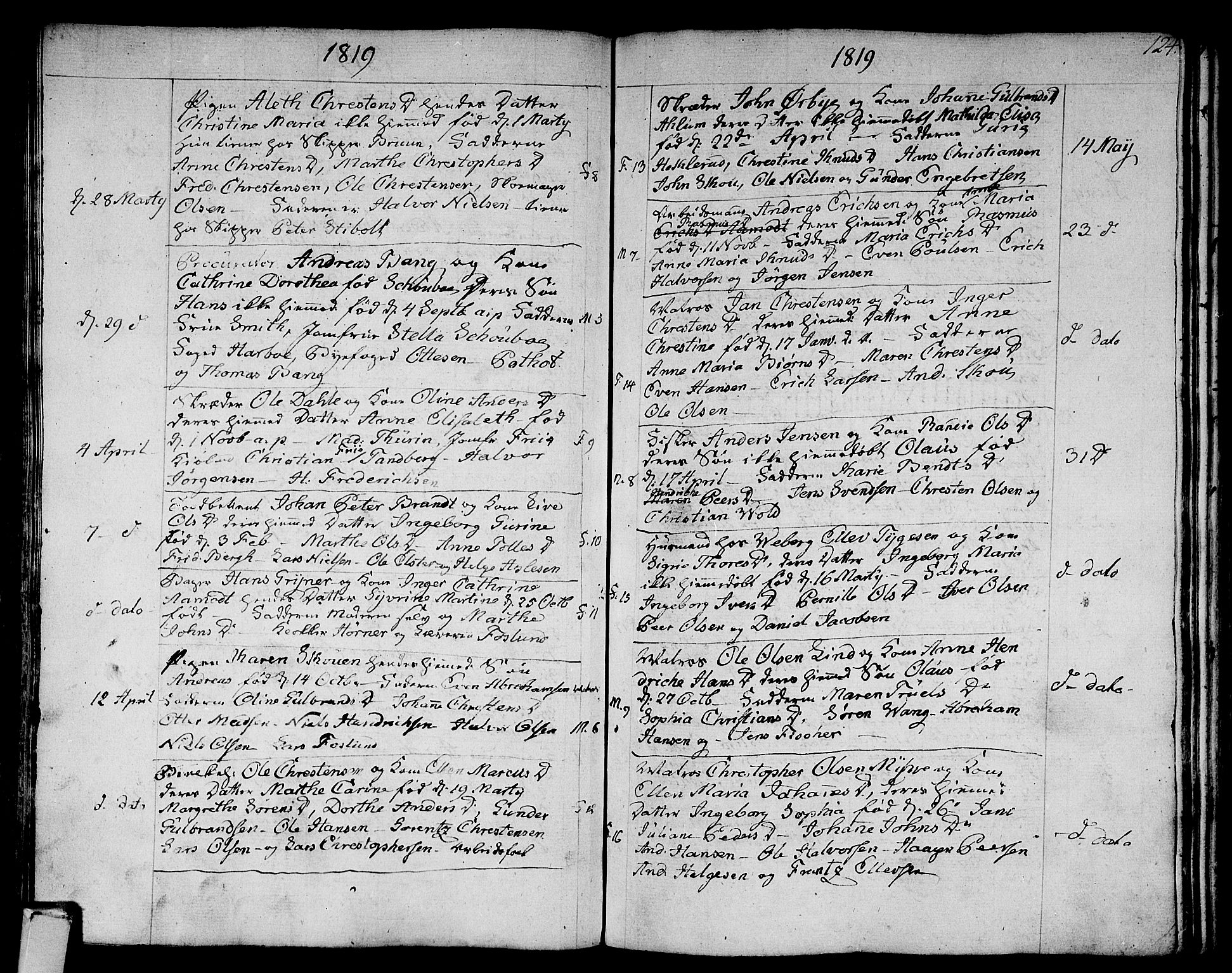Strømsø kirkebøker, SAKO/A-246/F/Fa/L0010: Parish register (official) no. I 10, 1792-1822, p. 124