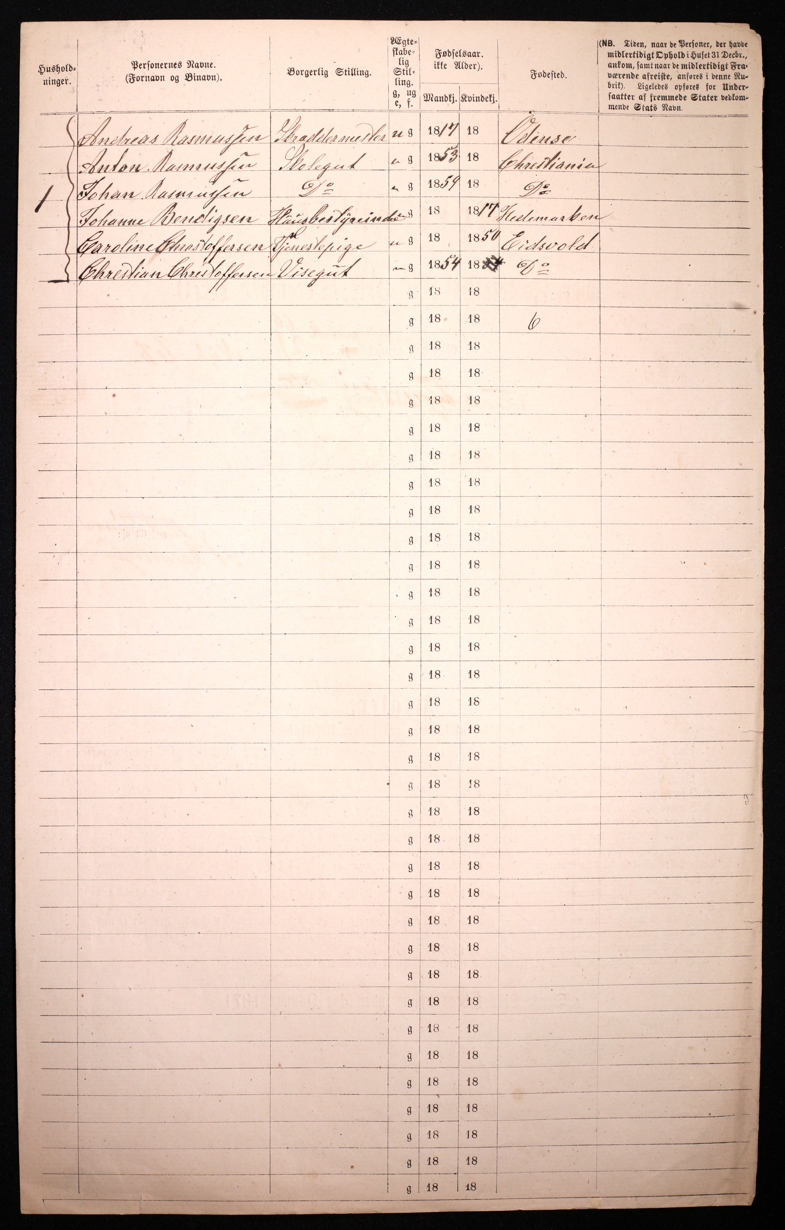 RA, 1870 census for 0301 Kristiania, 1870, p. 1054