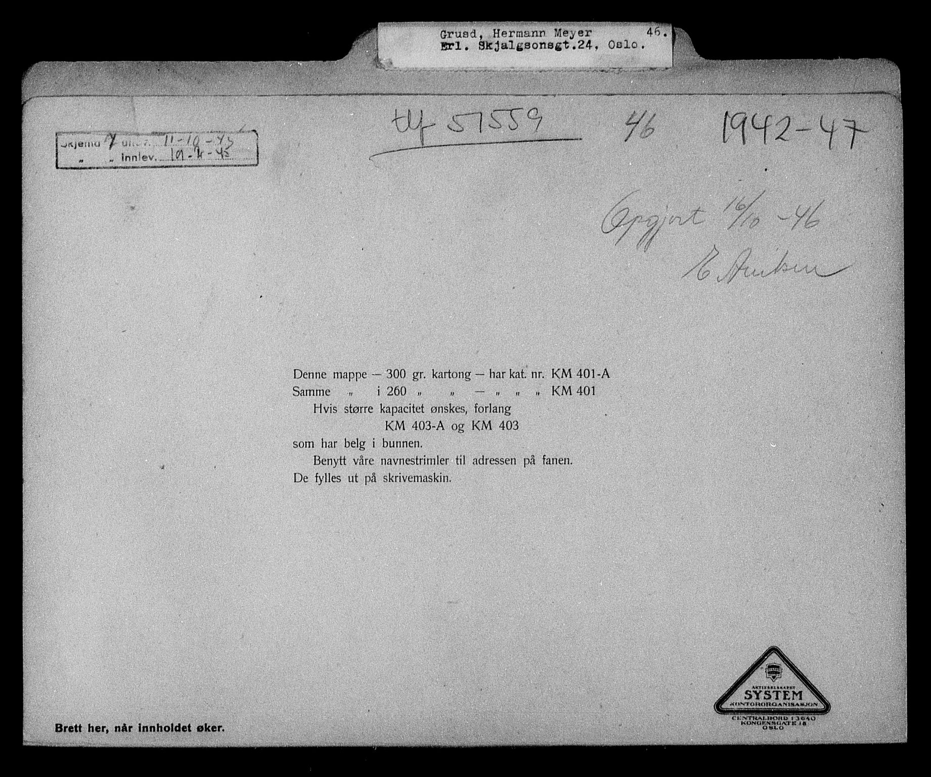 Justisdepartementet, Tilbakeføringskontoret for inndratte formuer, RA/S-1564/H/Hc/Hcc/L0941: --, 1945-1947, p. 404