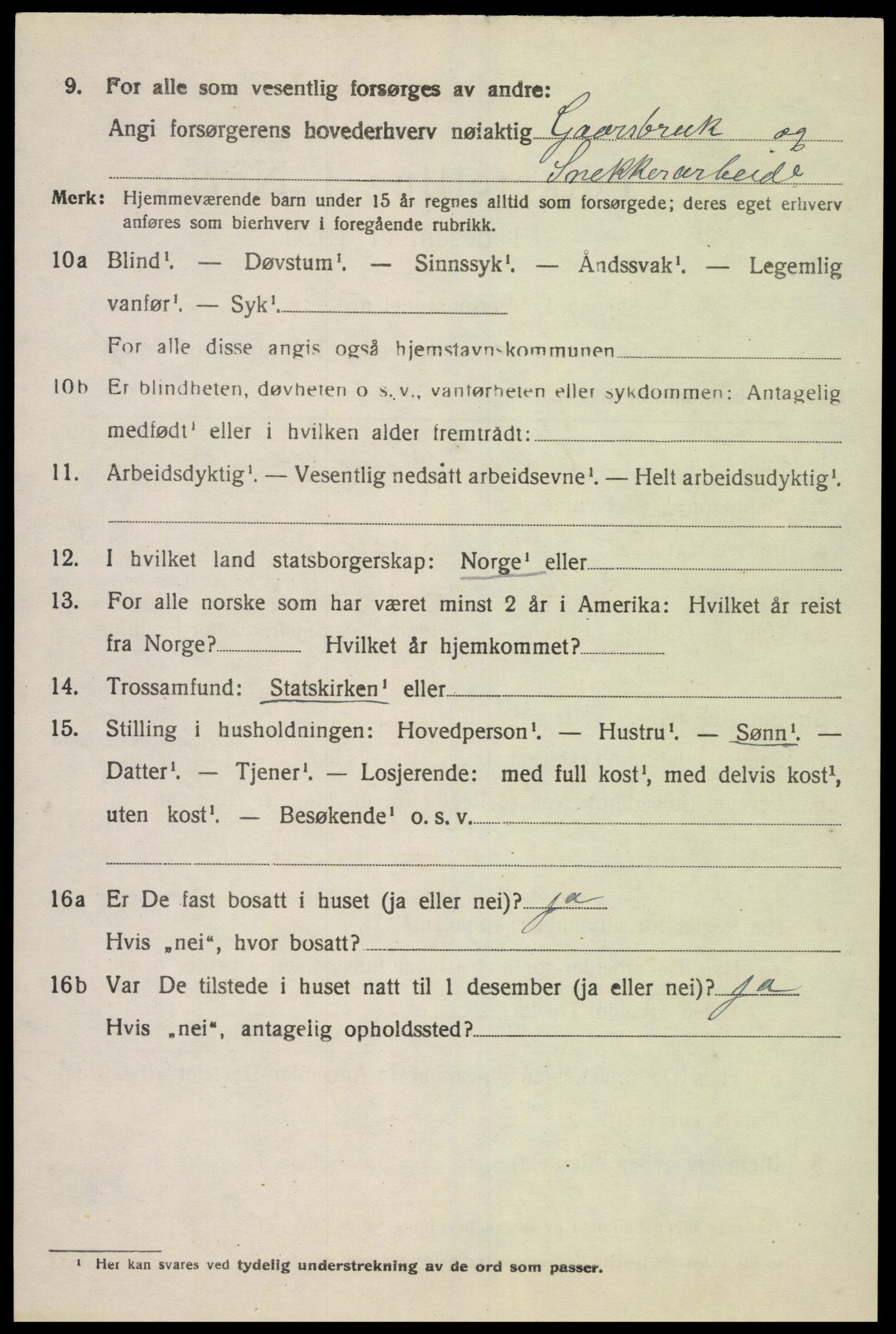 SAK, 1920 census for Austad, 1920, p. 2484