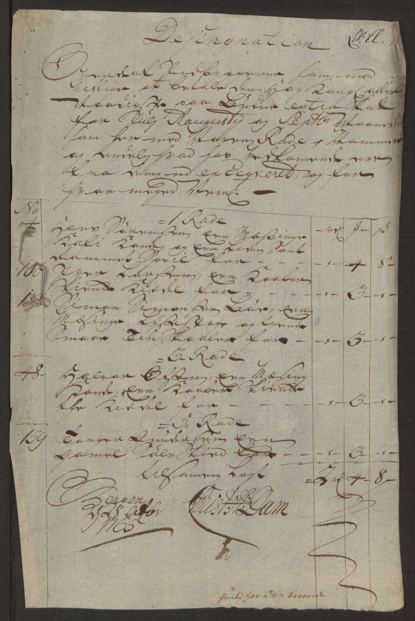 Rentekammeret inntil 1814, Reviderte regnskaper, Byregnskaper, AV/RA-EA-4066/R/Rp/L0367/0001: [P21] Kontribusjonsregnskap / Ekstraskatt, 1764, p. 132