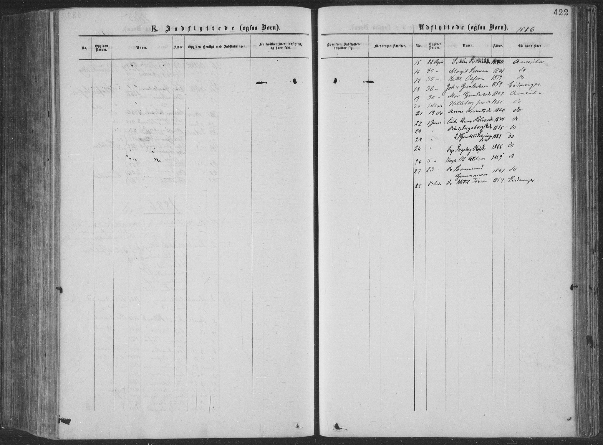 Seljord kirkebøker, AV/SAKO-A-20/F/Fa/L0014: Parish register (official) no. I 14, 1877-1886, p. 422