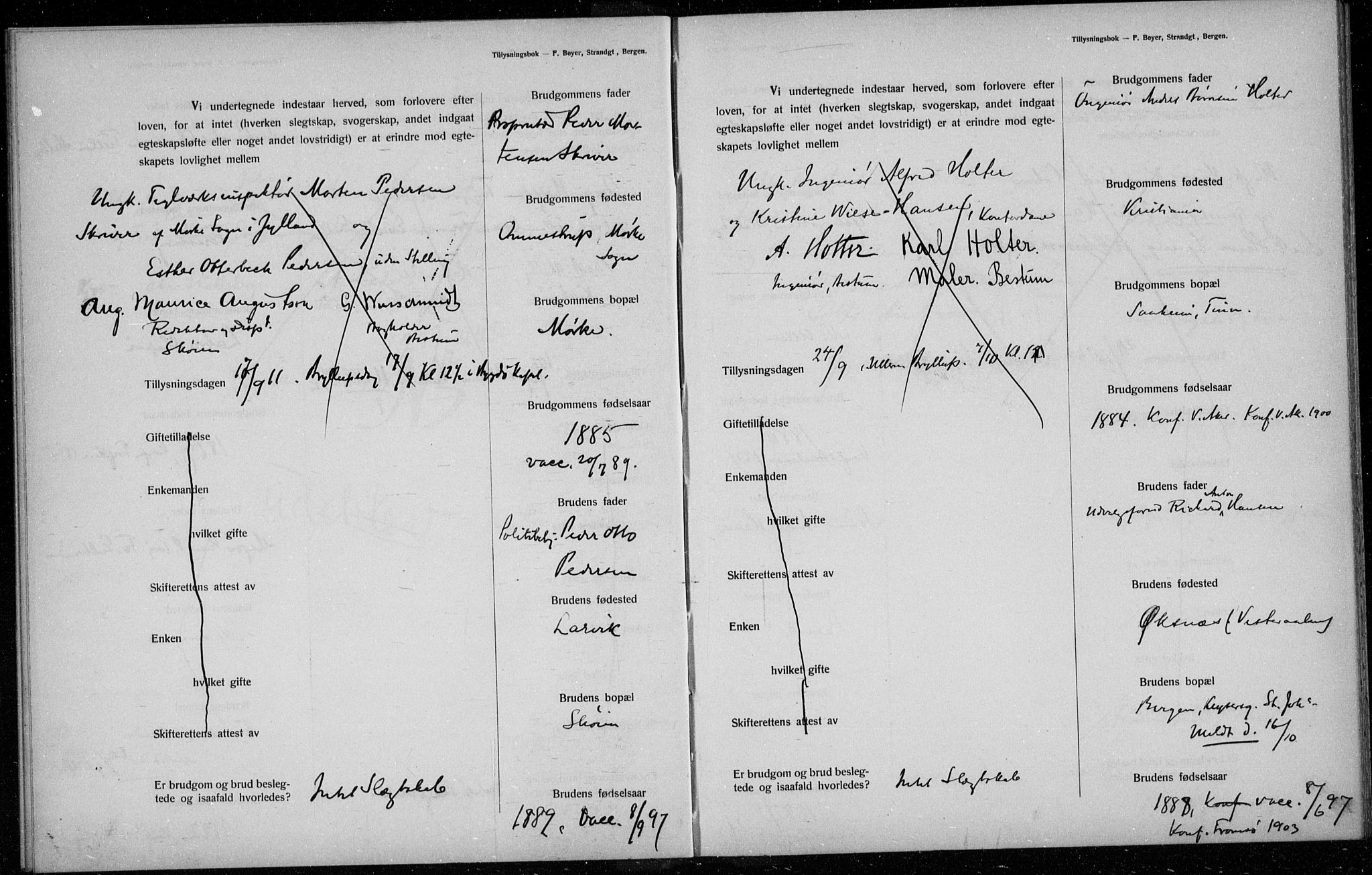 Ullern prestekontor Kirkebøker, AV/SAO-A-10740/H/L0001: Banns register no. 1, 1911-1916