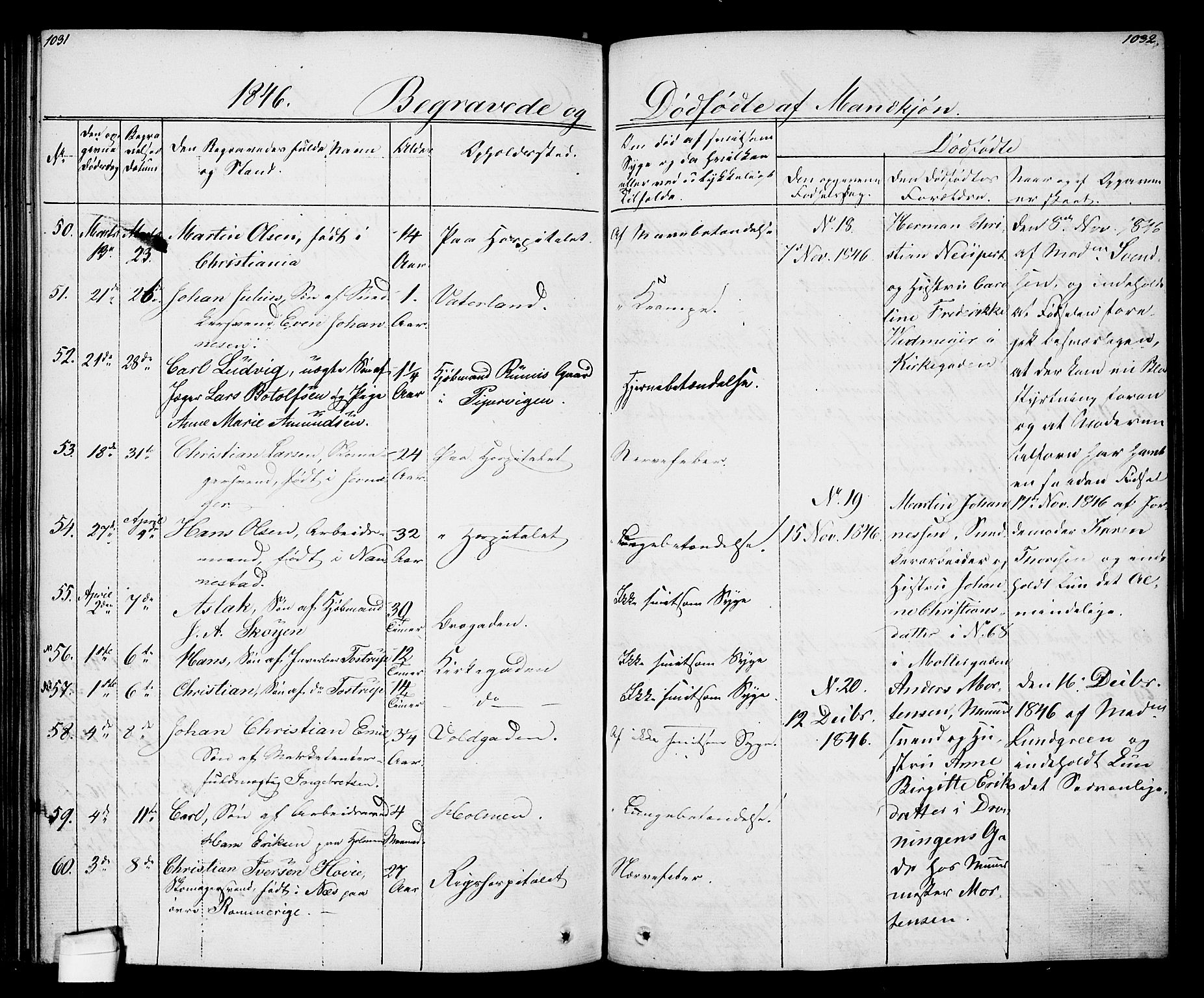 Oslo domkirke Kirkebøker, SAO/A-10752/F/Fa/L0024: Parish register (official) no. 24, 1833-1846, p. 1031-1032