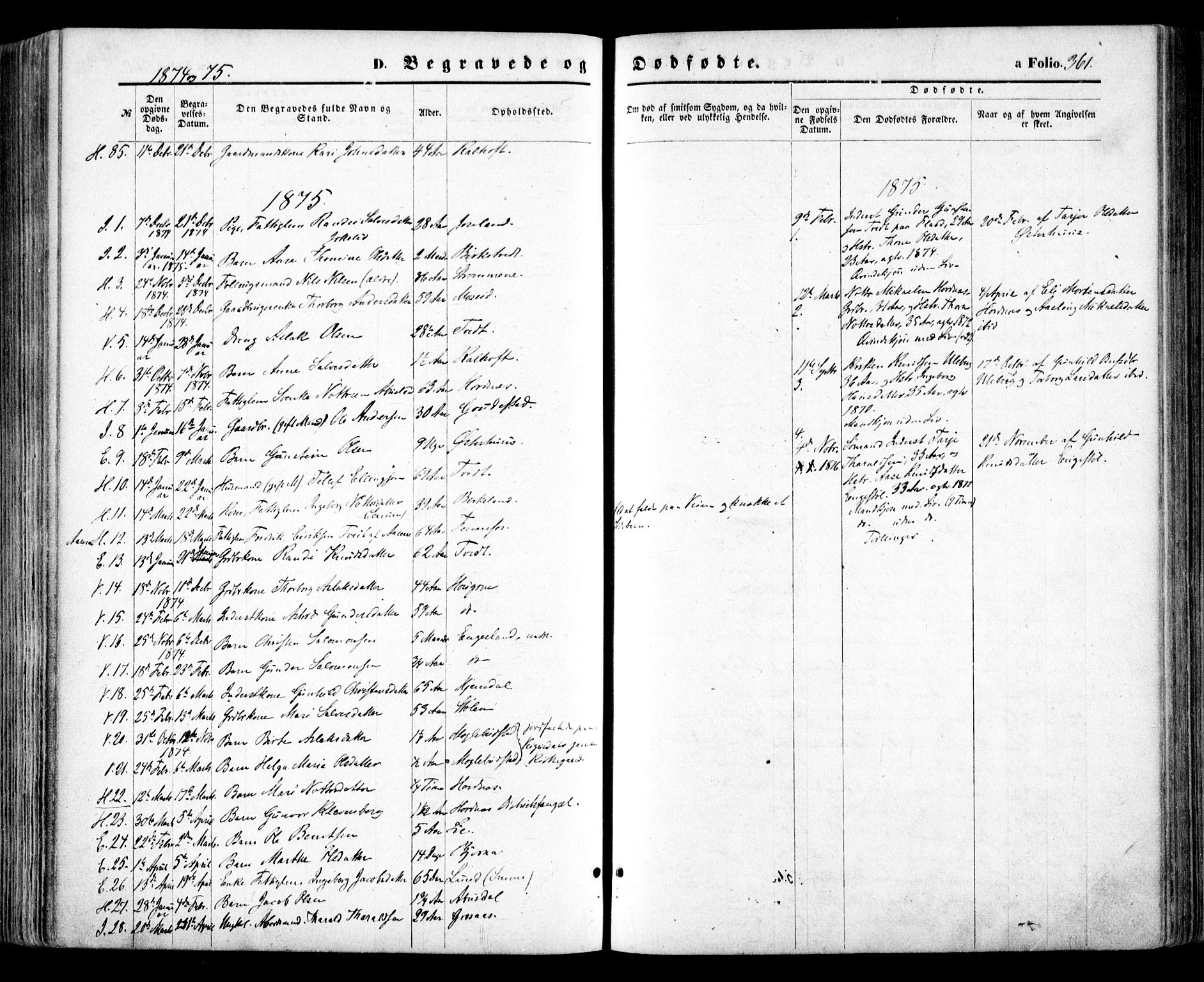 Evje sokneprestkontor, SAK/1111-0008/F/Fa/Faa/L0006: Parish register (official) no. A 6, 1866-1884, p. 361