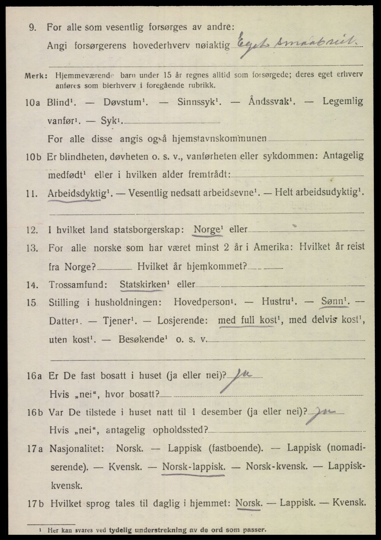 SAT, 1920 census for Foldereid, 1920, p. 685