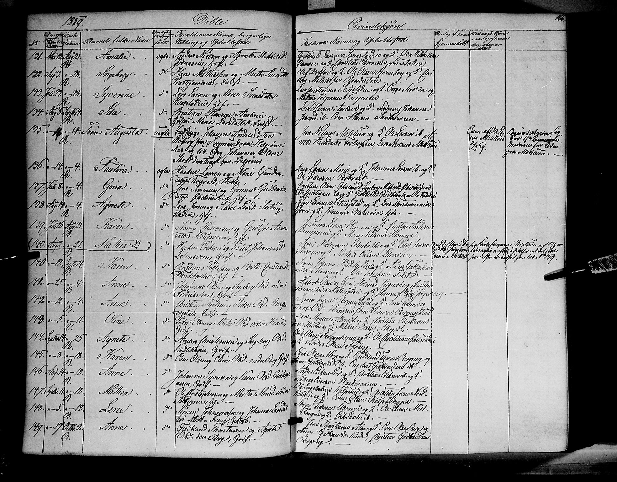 Ringsaker prestekontor, AV/SAH-PREST-014/K/Ka/L0009: Parish register (official) no. 9, 1850-1860, p. 166