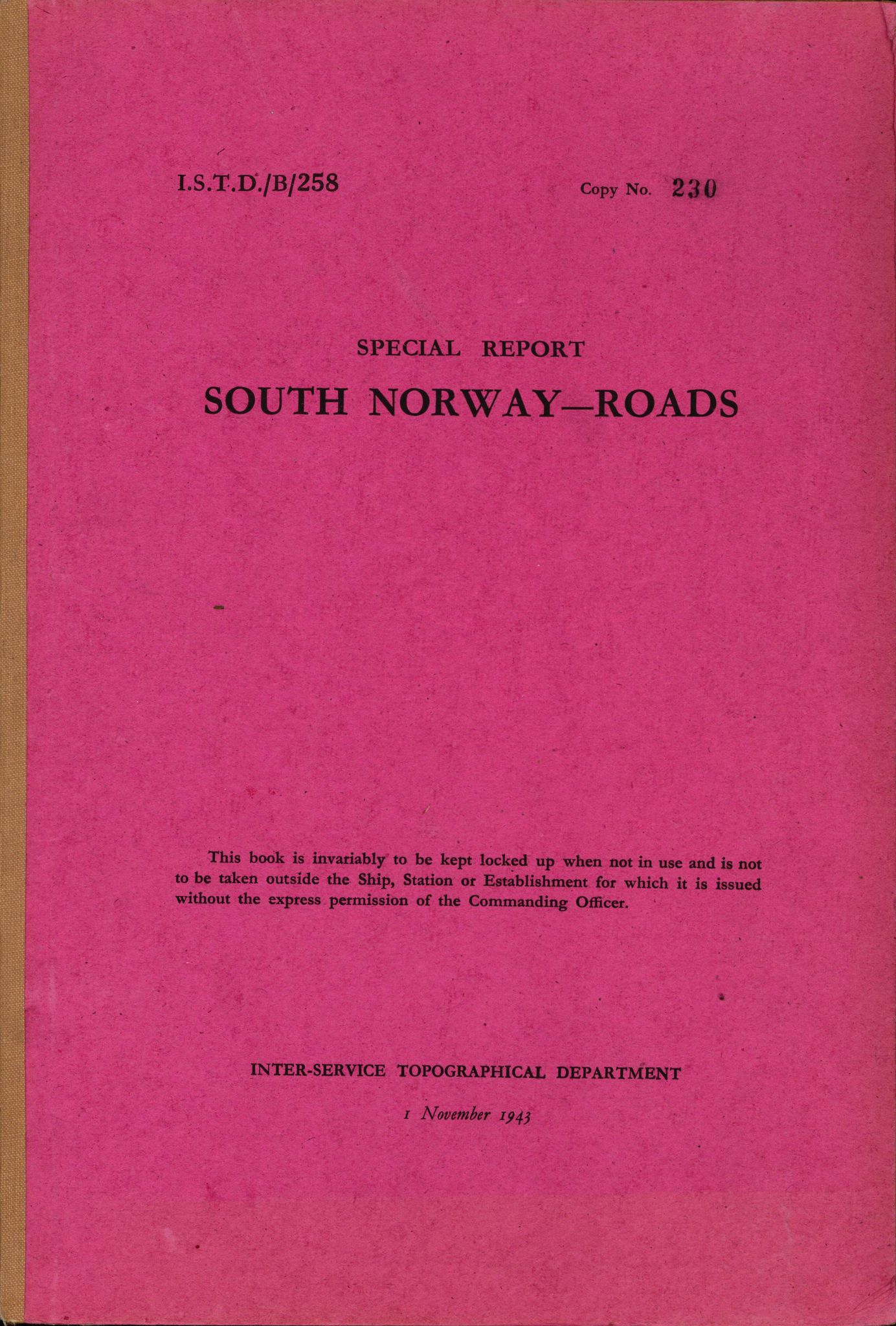 Forsvaret, Forsvarets overkommando II, AV/RA-RAFA-3915/D/Dd/L0018: Sør-Norge, veier, 1943-1945, p. 1