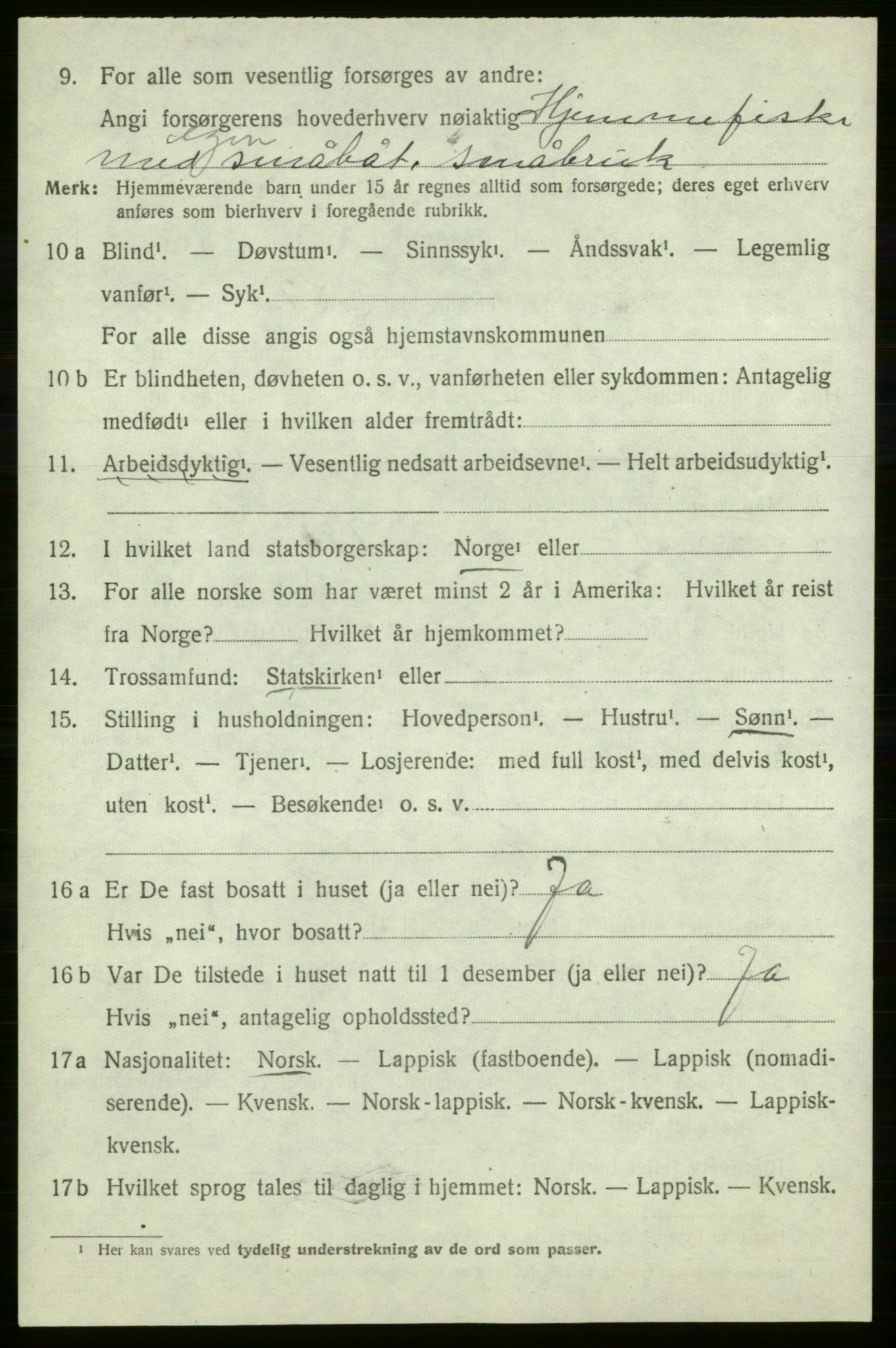 SATØ, 1920 census for Loppa, 1920, p. 883