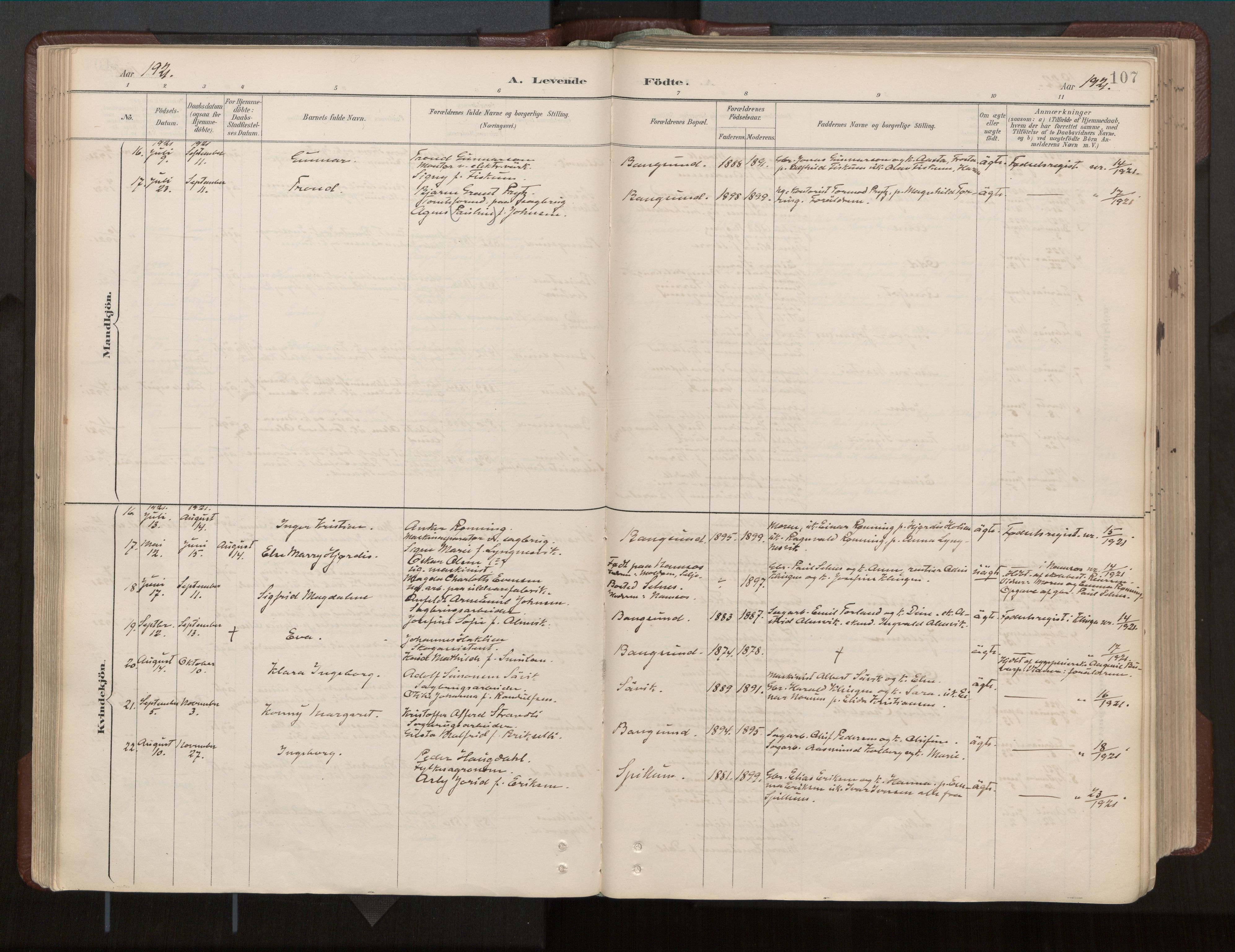 Ministerialprotokoller, klokkerbøker og fødselsregistre - Nord-Trøndelag, SAT/A-1458/770/L0589: Parish register (official) no. 770A03, 1887-1929, p. 107