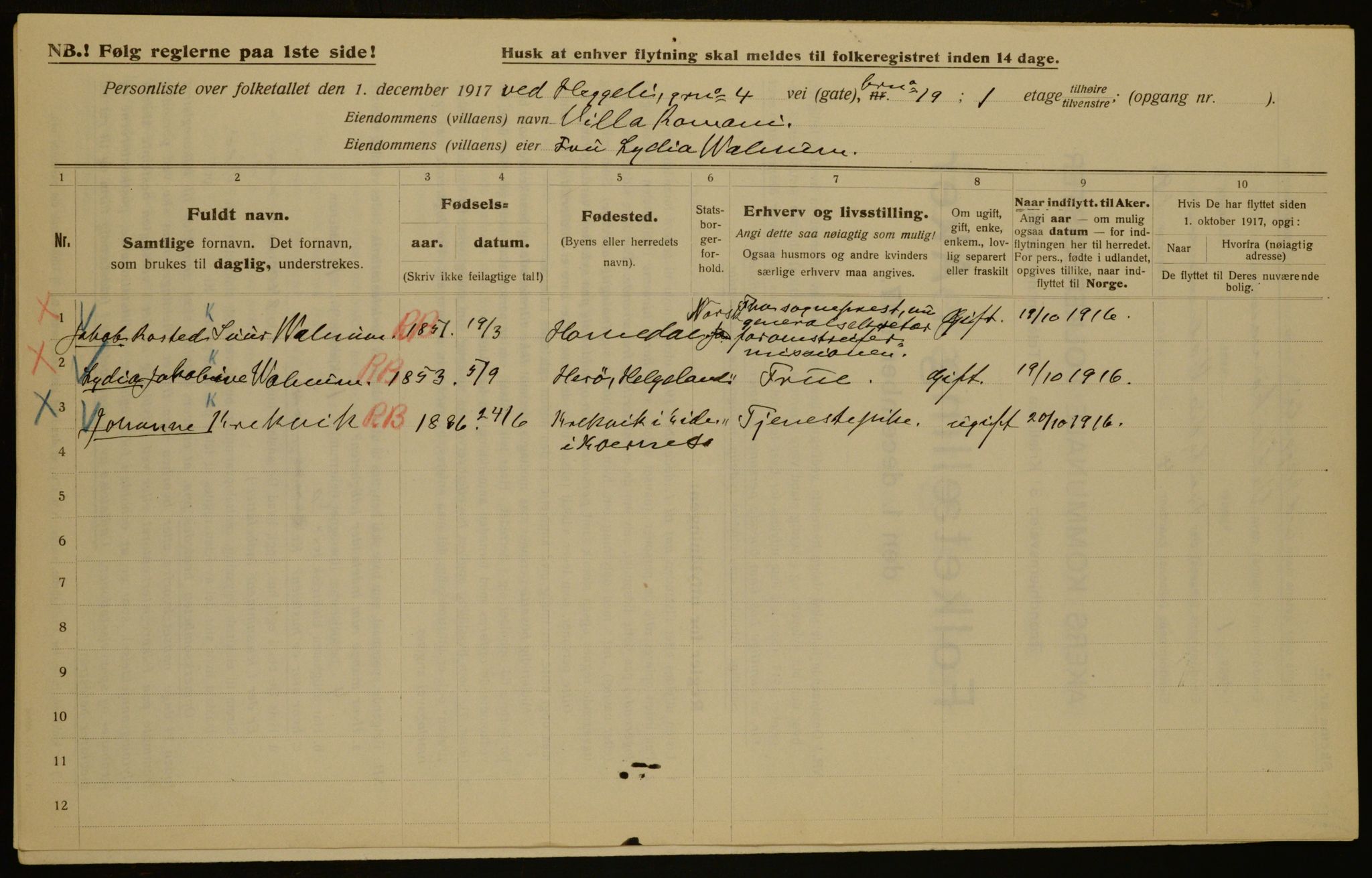 OBA, Municipal Census 1917 for Aker, 1917, p. 38