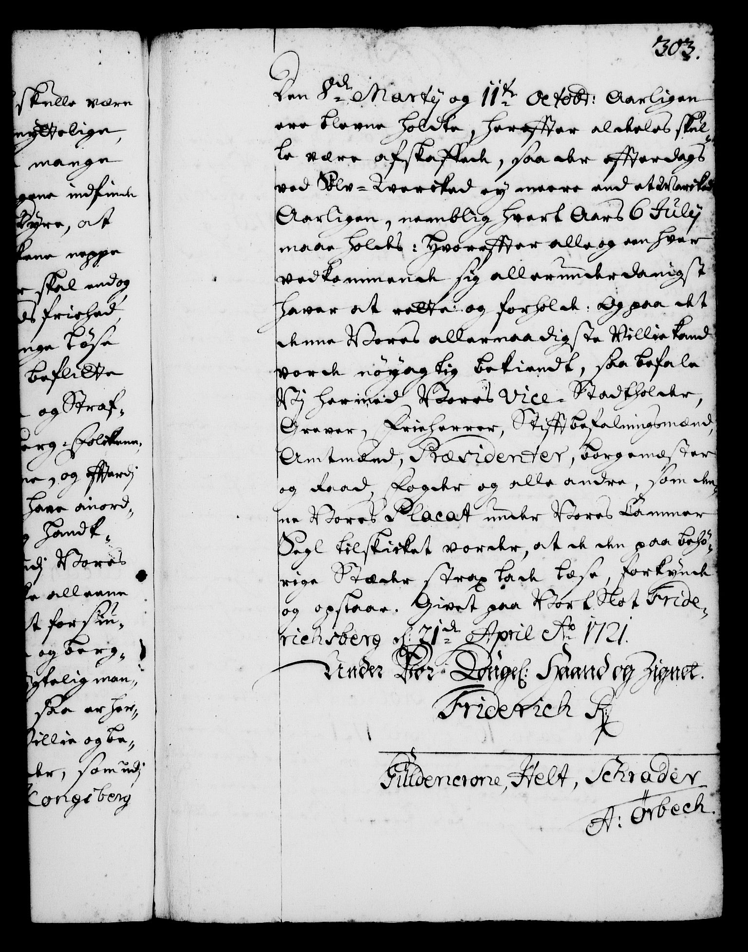 Rentekammeret, Kammerkanselliet, AV/RA-EA-3111/G/Gg/Gga/L0001: Norsk ekspedisjonsprotokoll med register (merket RK 53.1), 1720-1723, p. 303