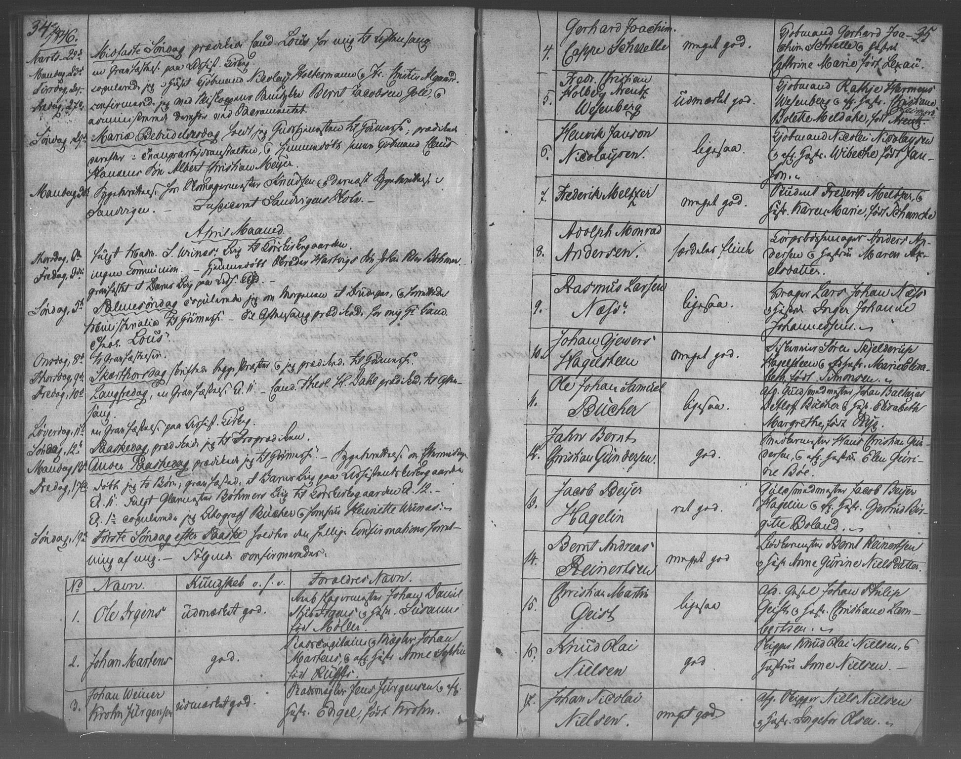 Korskirken sokneprestembete, SAB/A-76101/H/Haa/L0067: Curate's parish register no. A 2, 1844-1854, p. 34-35