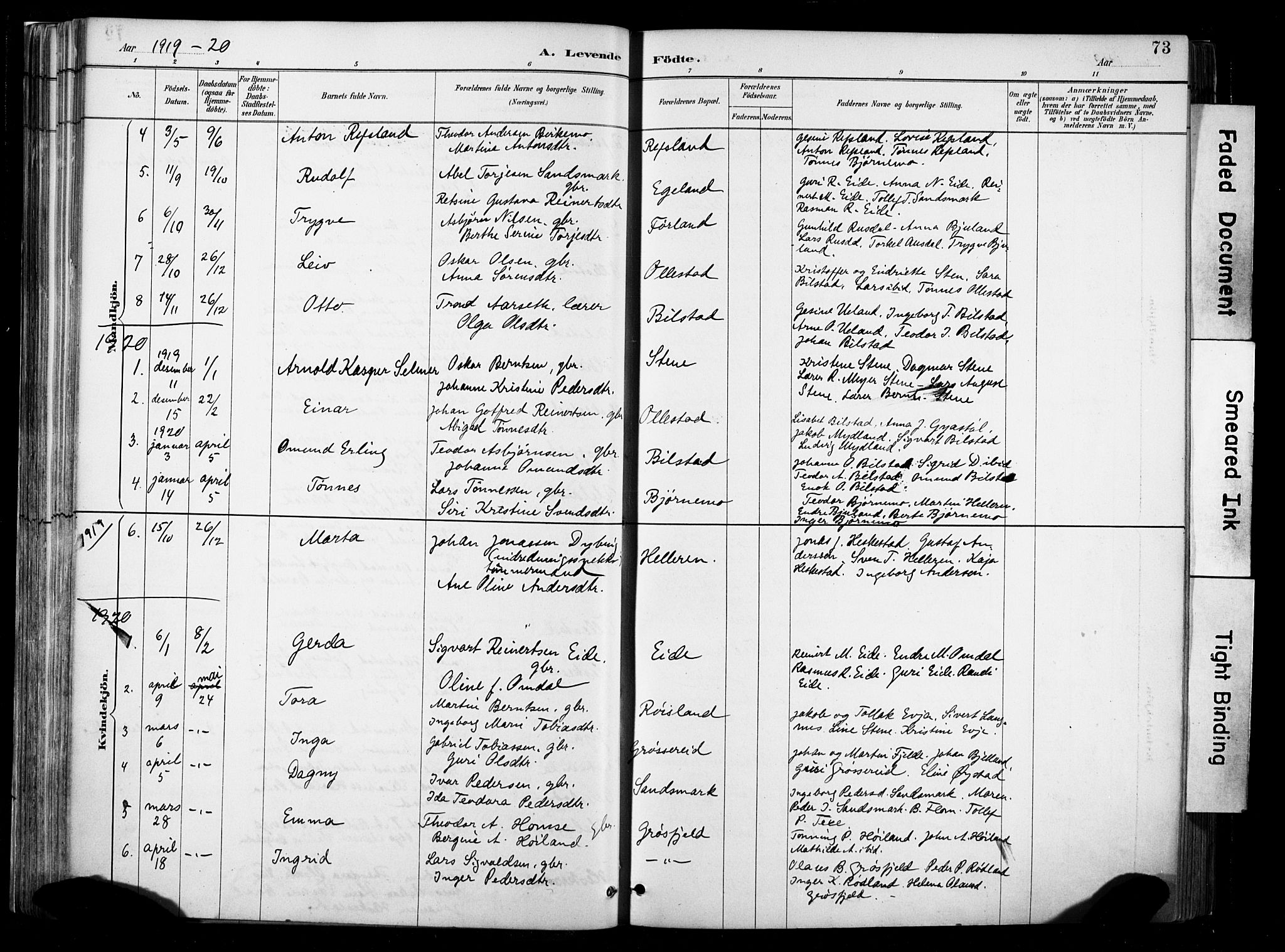 Lund sokneprestkontor, AV/SAST-A-101809/S06/L0012: Parish register (official) no. A 11, 1887-1921, p. 73