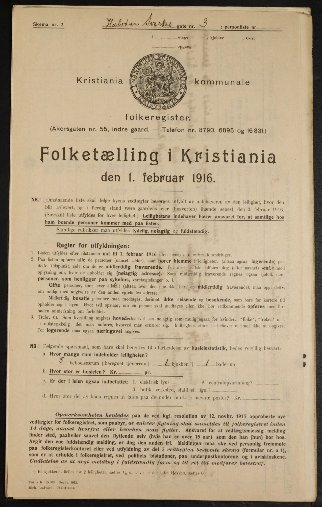 OBA, Municipal Census 1916 for Kristiania, 1916, p. 34703