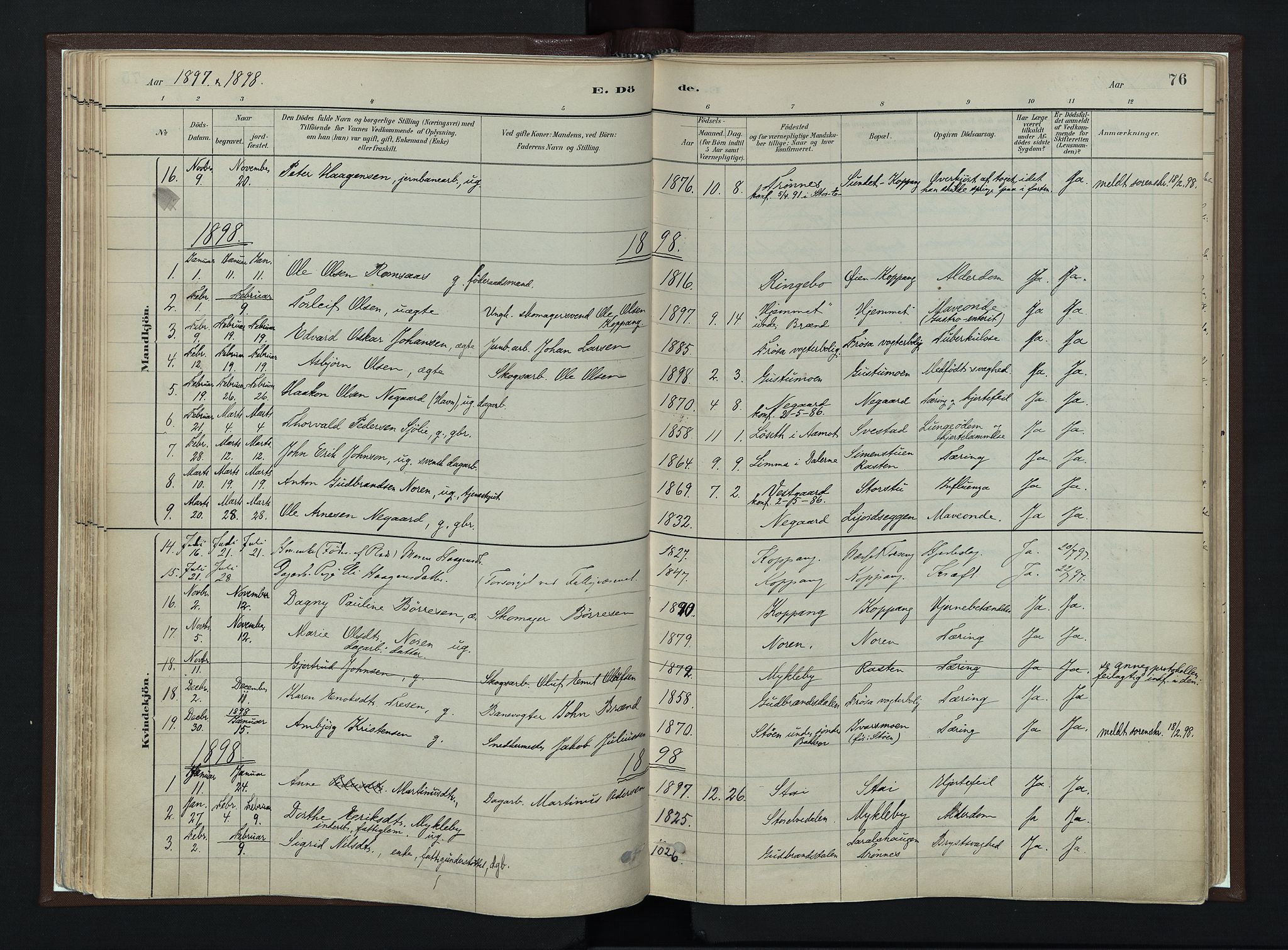 Stor-Elvdal prestekontor, AV/SAH-PREST-052/H/Ha/Haa/L0003: Parish register (official) no. 3, 1882-1901, p. 76