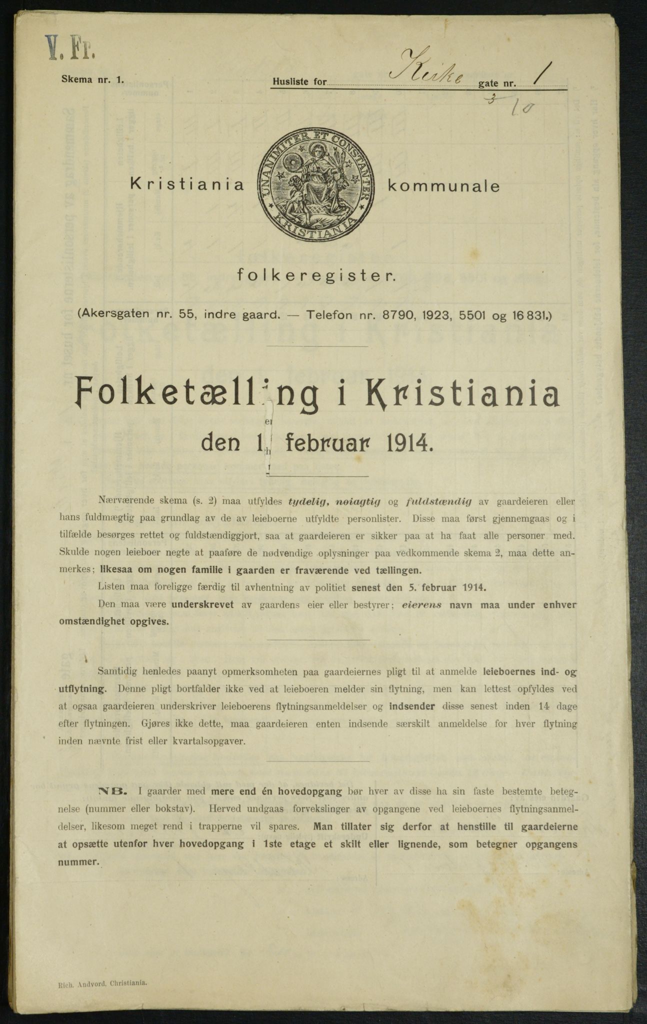 OBA, Municipal Census 1914 for Kristiania, 1914, p. 49685