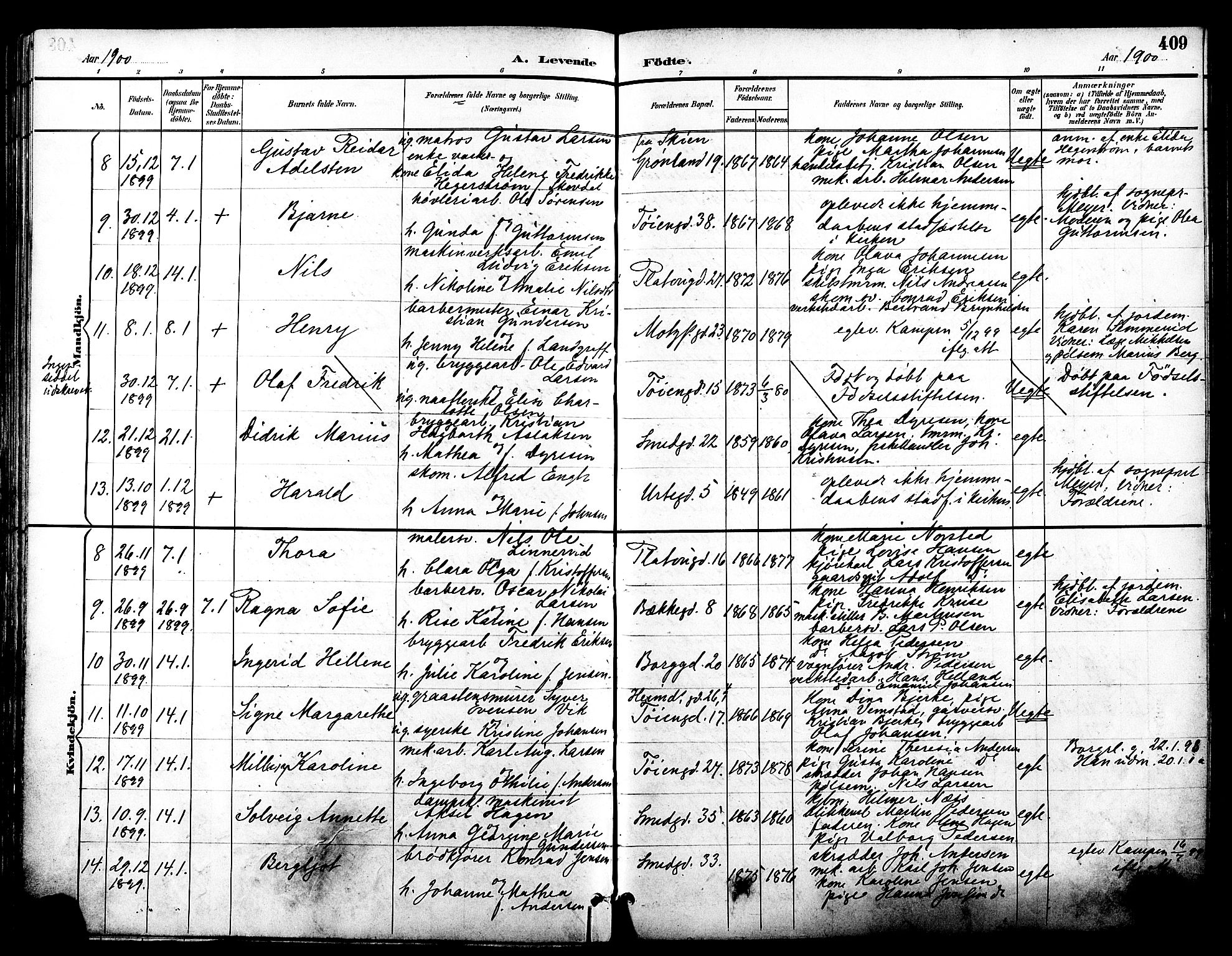 Grønland prestekontor Kirkebøker, AV/SAO-A-10848/F/Fa/L0012: Parish register (official) no. 12, 1893-1900, p. 409