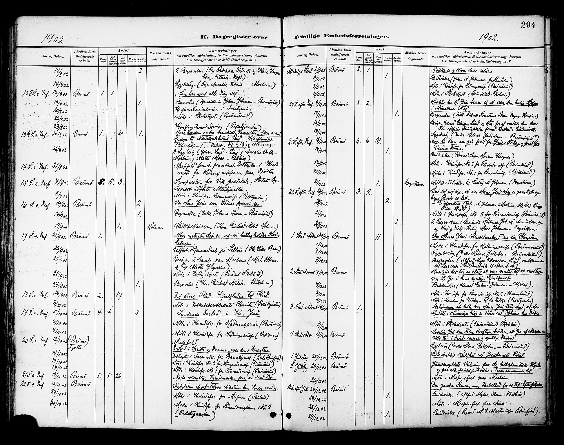 Ministerialprotokoller, klokkerbøker og fødselsregistre - Nordland, SAT/A-1459/813/L0201: Parish register (official) no. 813A11, 1901-1918, p. 294