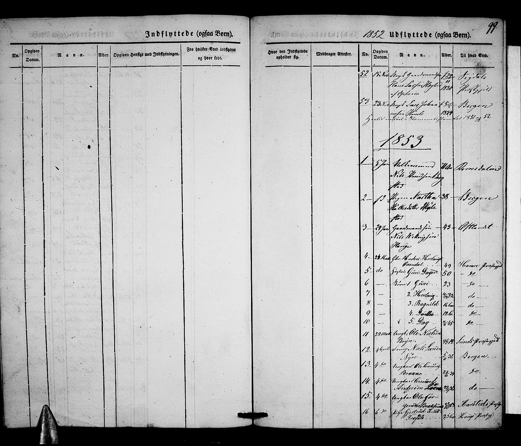 Voss sokneprestembete, SAB/A-79001/H/Haa: Parish register (official) no. A 15, 1845-1855, p. 99
