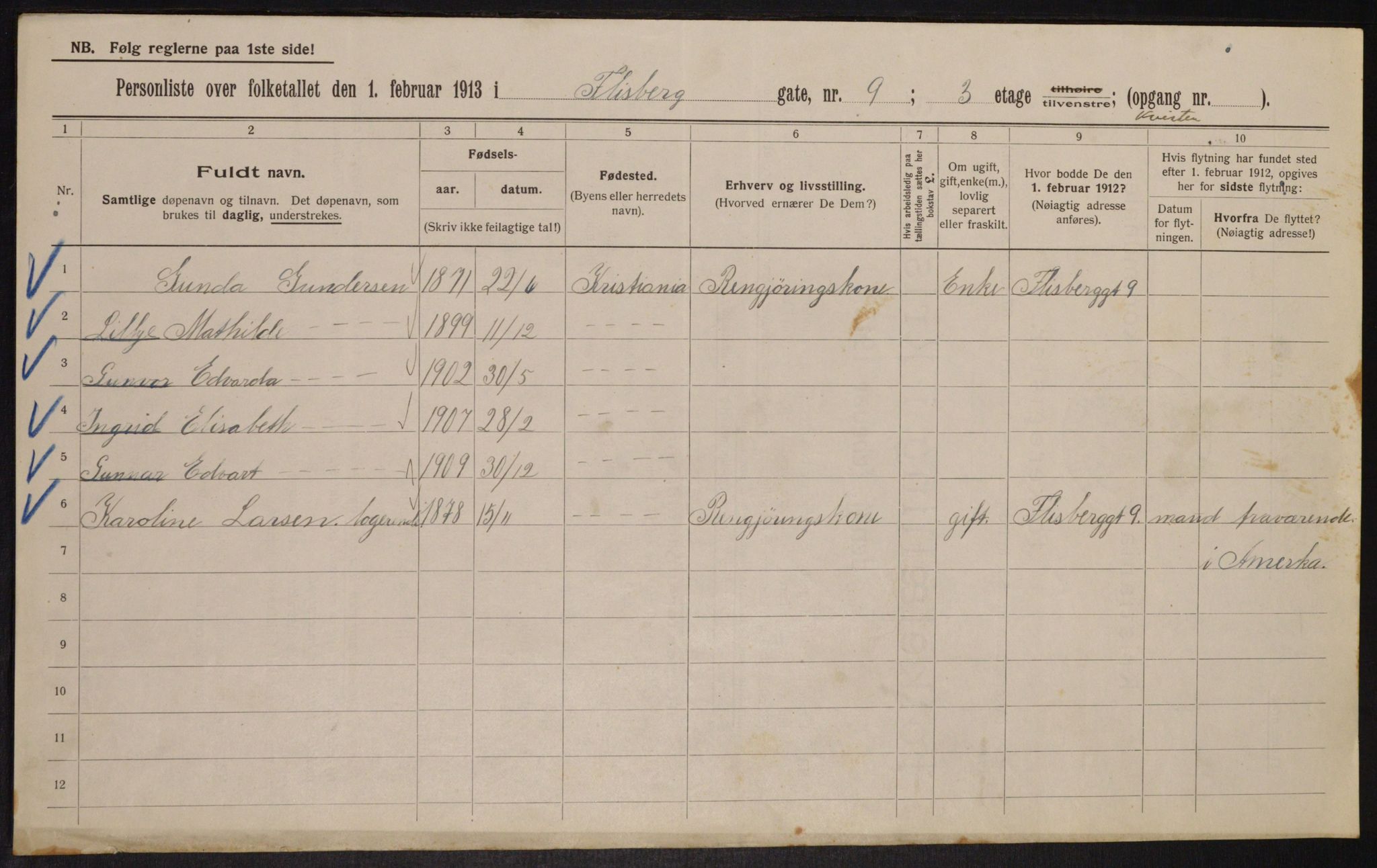 OBA, Municipal Census 1913 for Kristiania, 1913, p. 24819